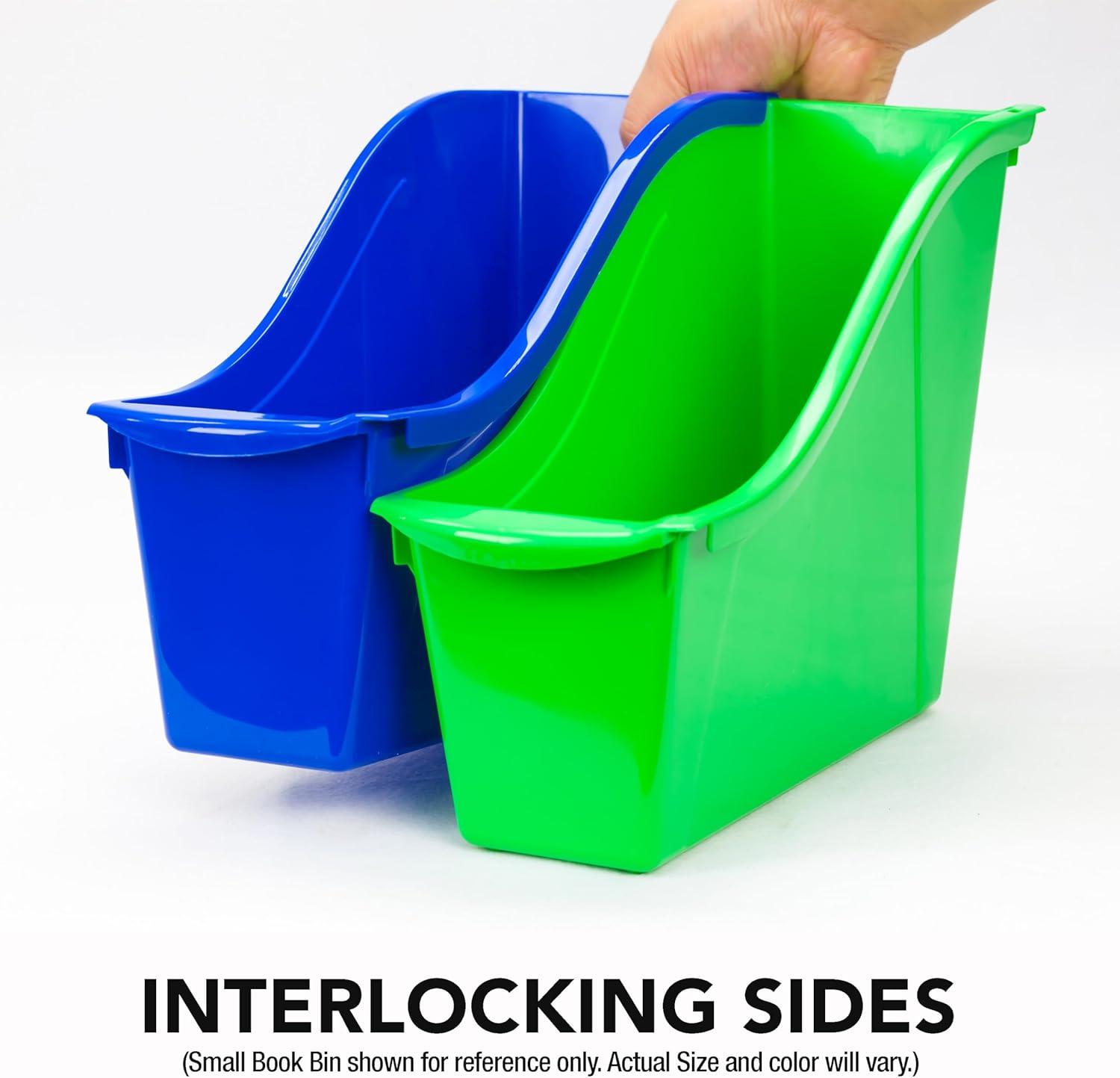 imageStorex Large Book Bin Interlocking Plastic Organizer for Home Office and Work Space Black 6Pack 70109E06CAssorted