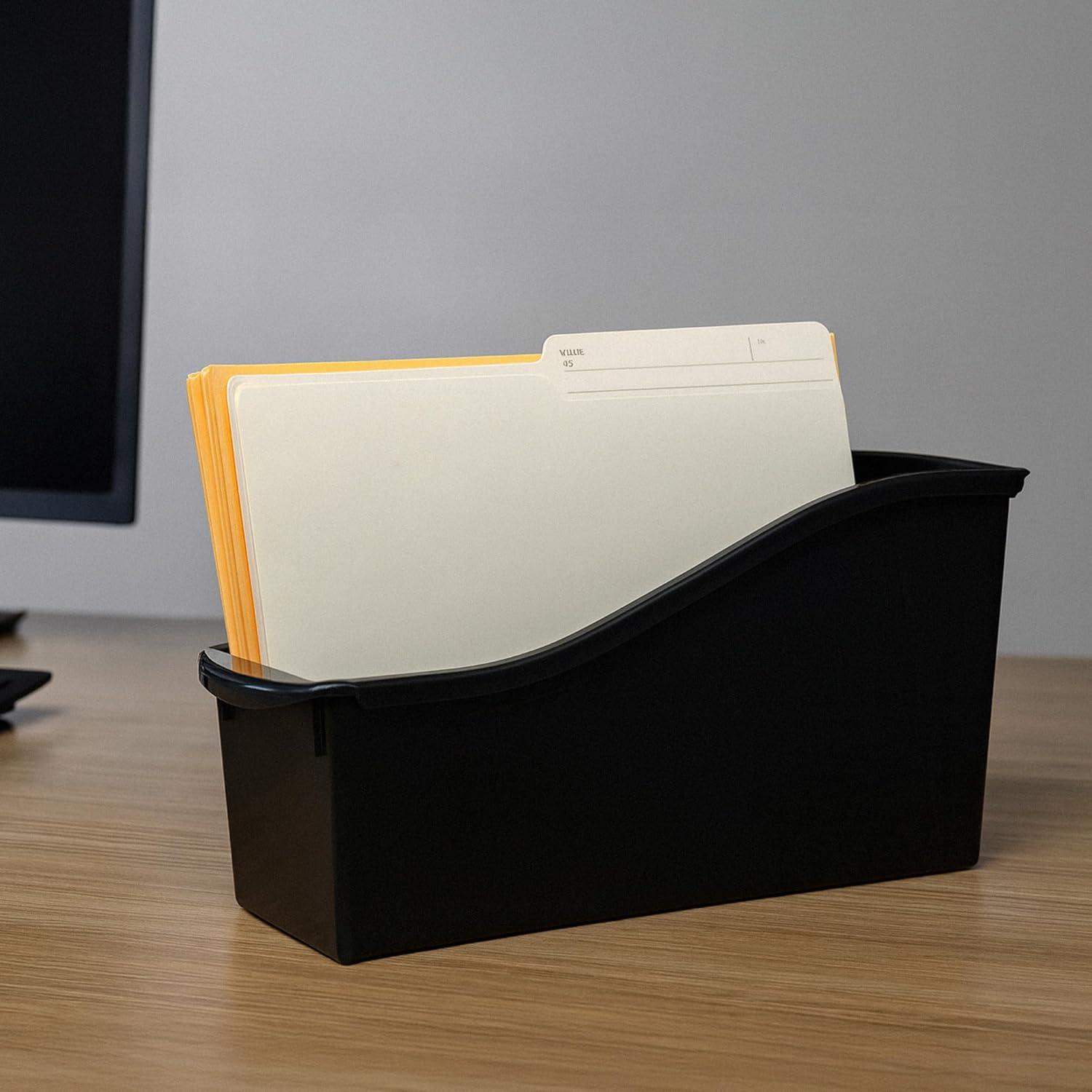imageStorex Large Book Bin Interlocking Plastic Organizer for Home Office and Work Space Black 6Pack 70109E06CBlack