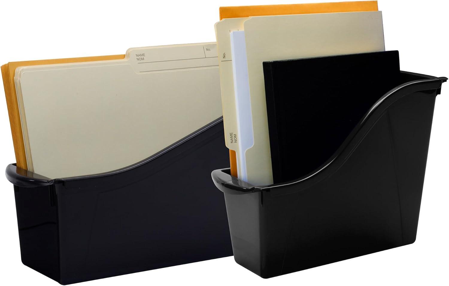 imageStorex Large Book Bin Interlocking Plastic Organizer for Home Office and Work Space Black 6Pack 70109E06CBlack