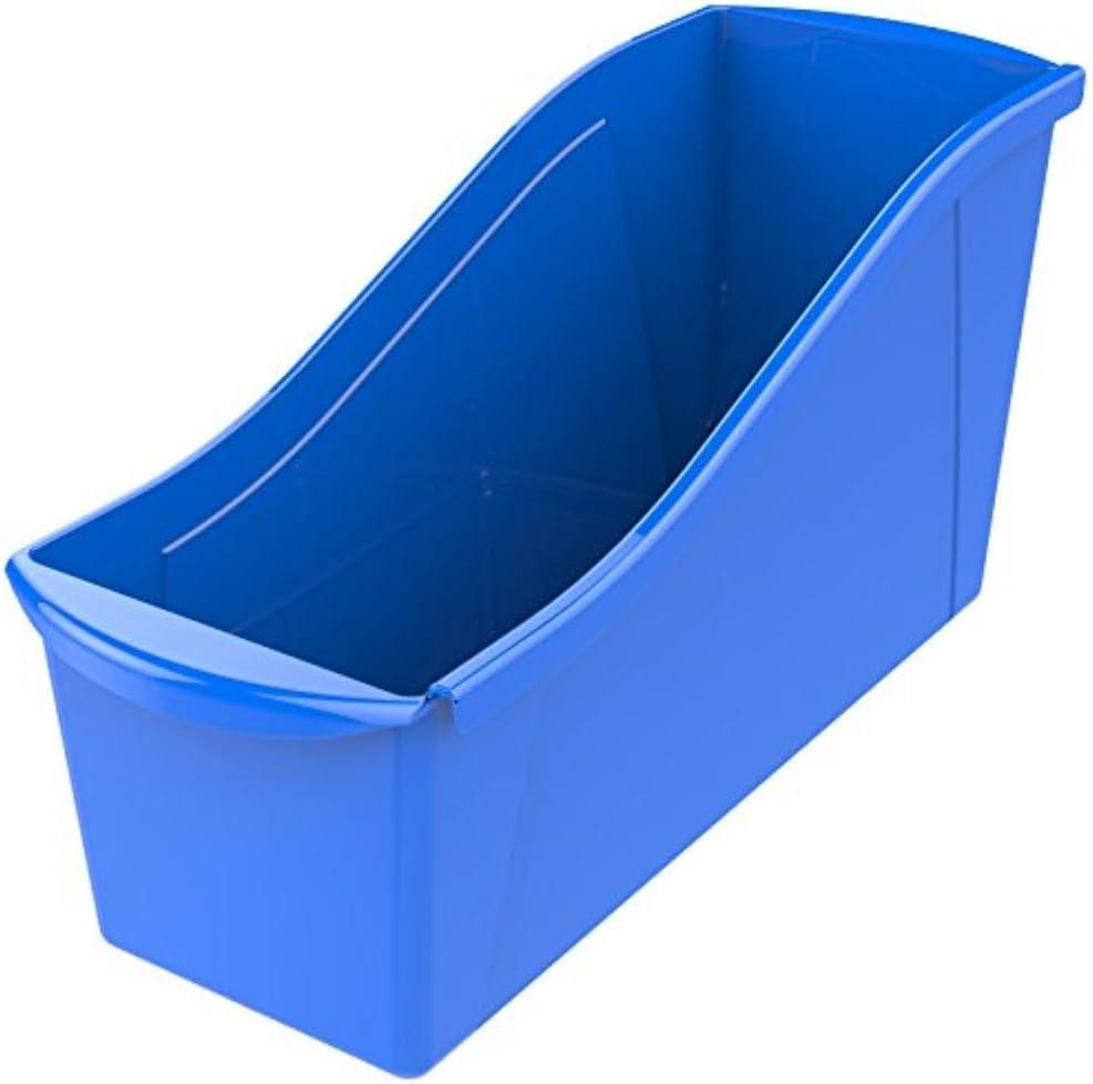 imageStorex Large Book Bin Interlocking Plastic Organizer for Home Office and Work Space Black 6Pack 70109E06CBlue