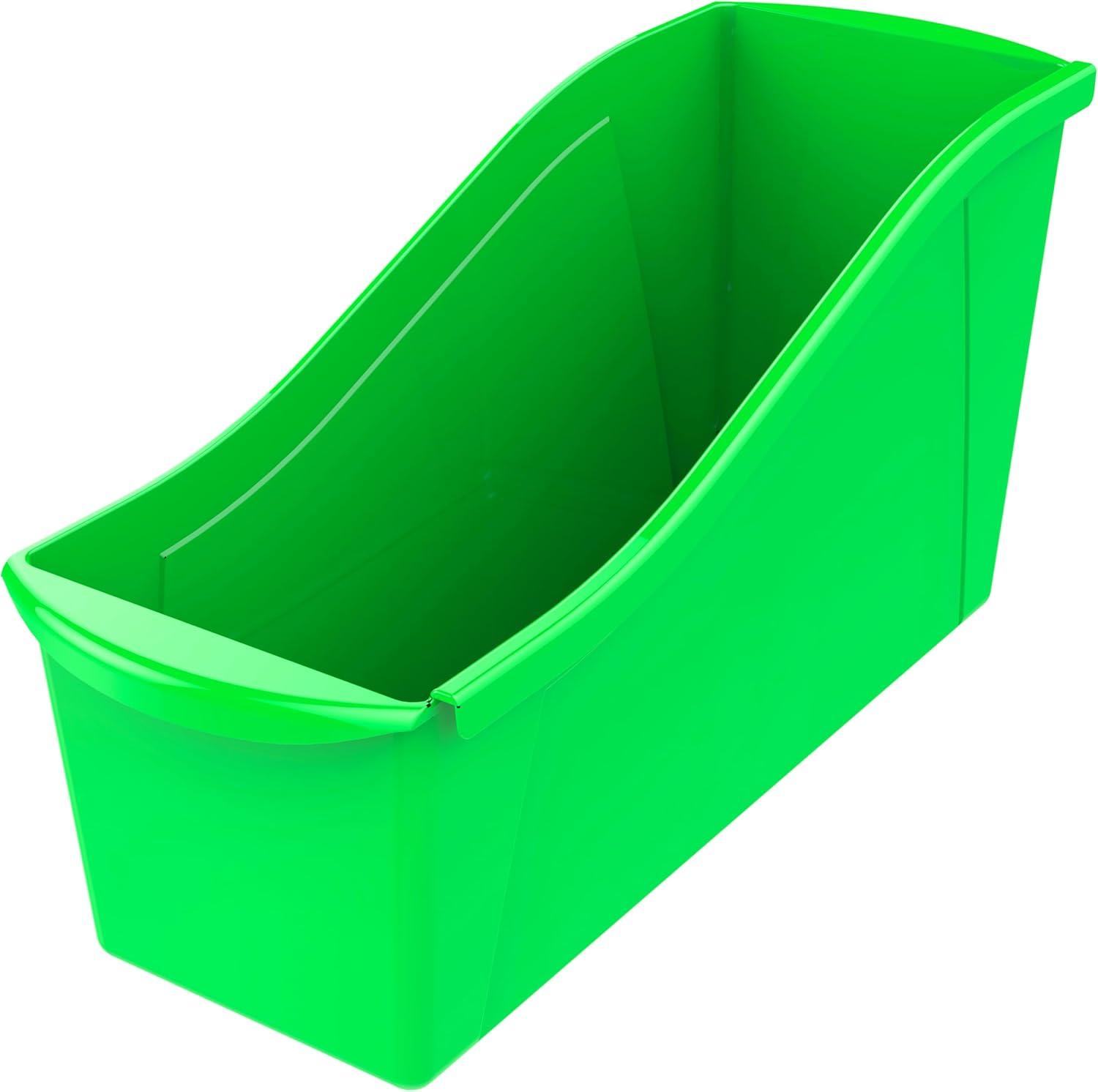 imageStorex Large Book Bin Interlocking Plastic Organizer for Home Office and Work Space Black 6Pack 70109E06CGreen