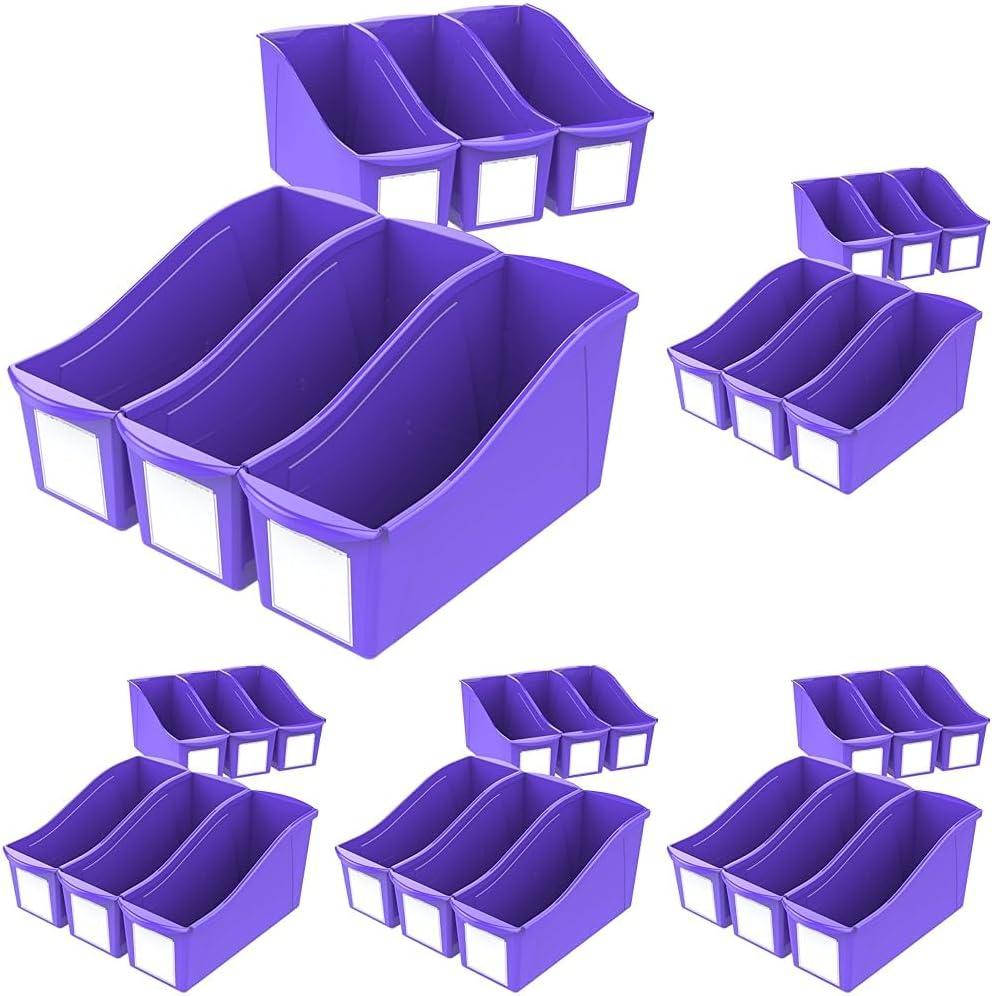 imageStorex Large Book Bin Interlocking Plastic Organizer for Home Office and Work Space Black 6Pack 70109E06CPurple