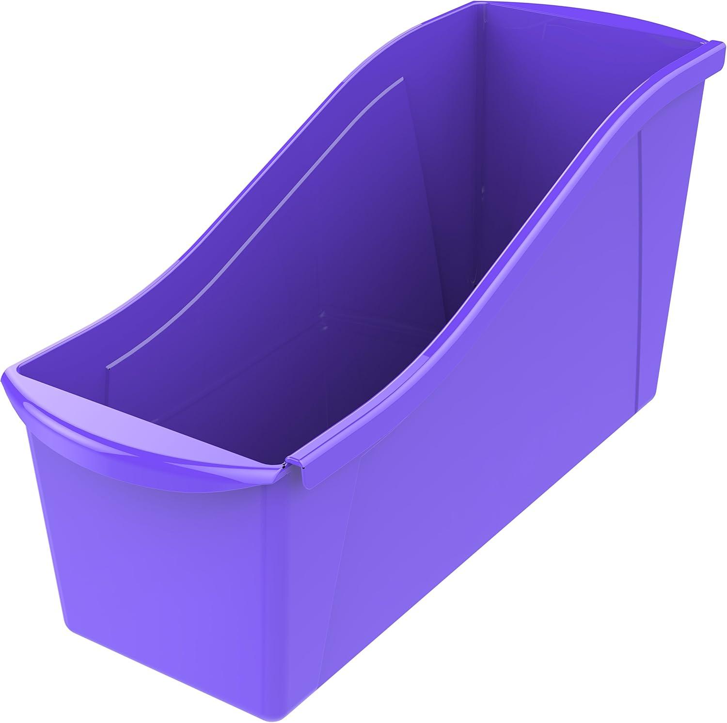imageStorex Large Book Bin Interlocking Plastic Organizer for Home Office and Work Space Black 6Pack 70109E06CPurple