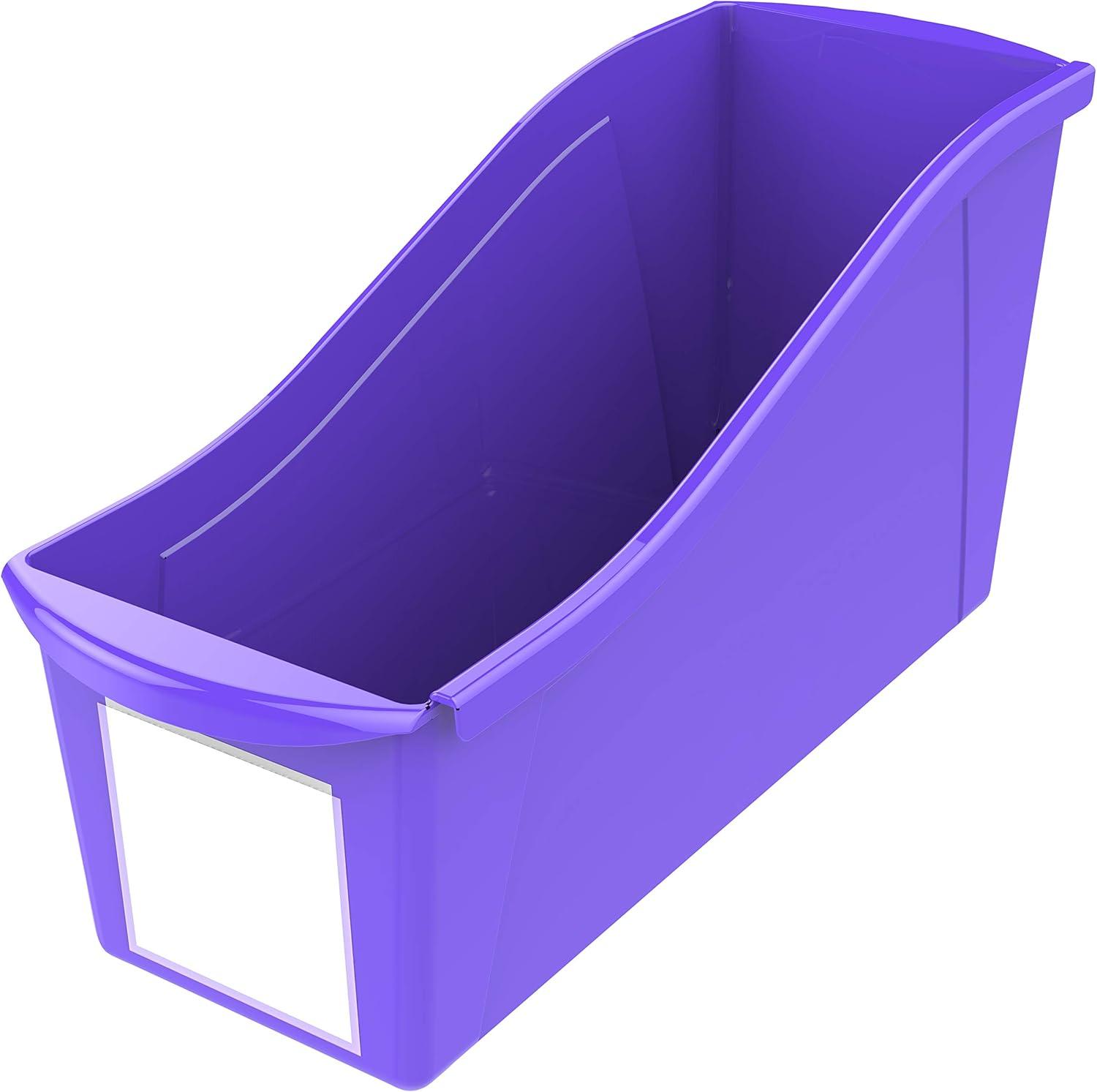 imageStorex Large Book Bin Interlocking Plastic Organizer for Home Office and Work Space Black 6Pack 70109E06CPurple