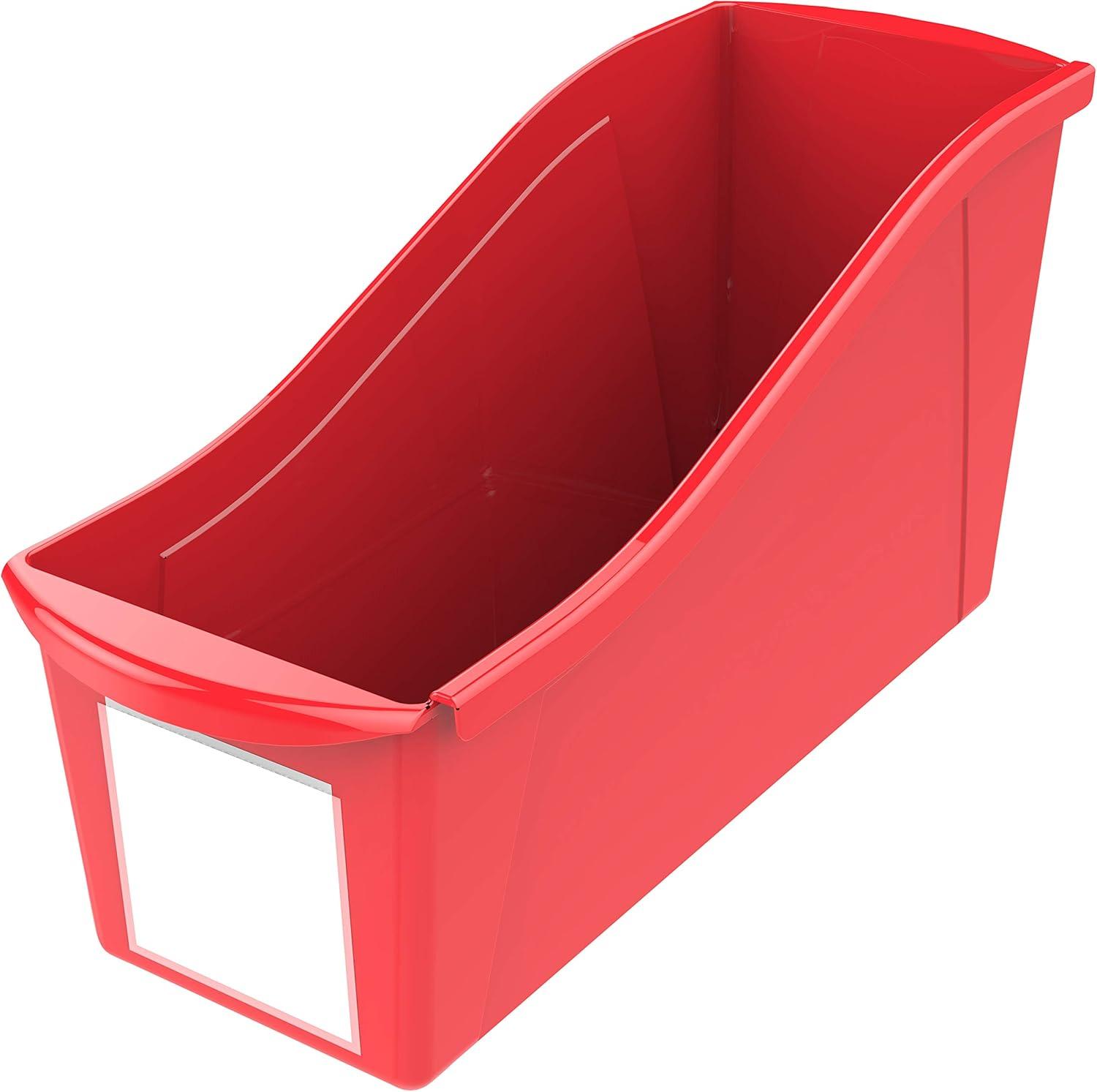 imageStorex Large Book Bin Interlocking Plastic Organizer for Home Office and Work Space Black 6Pack 70109E06CRed