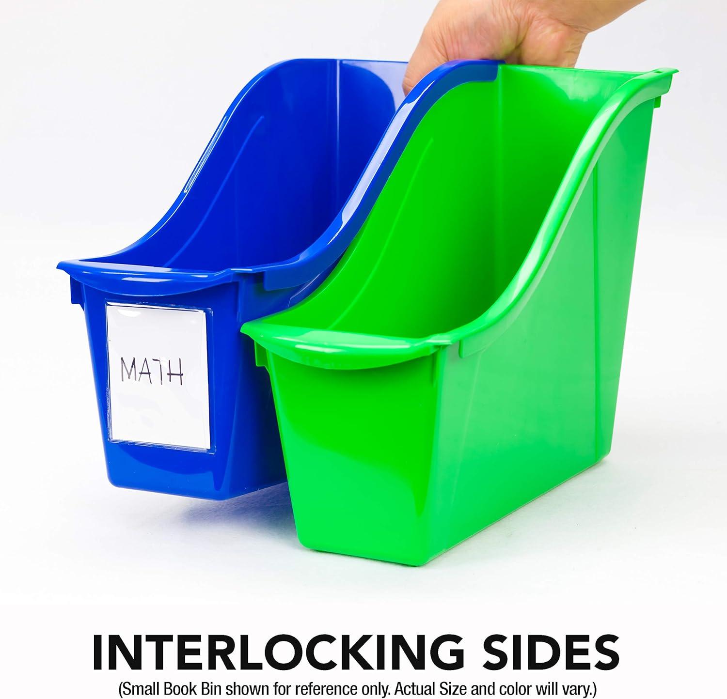 imageStorex Large Book Bin Interlocking Plastic Organizer for Home Office and Work Space Black 6Pack 70109E06CRed
