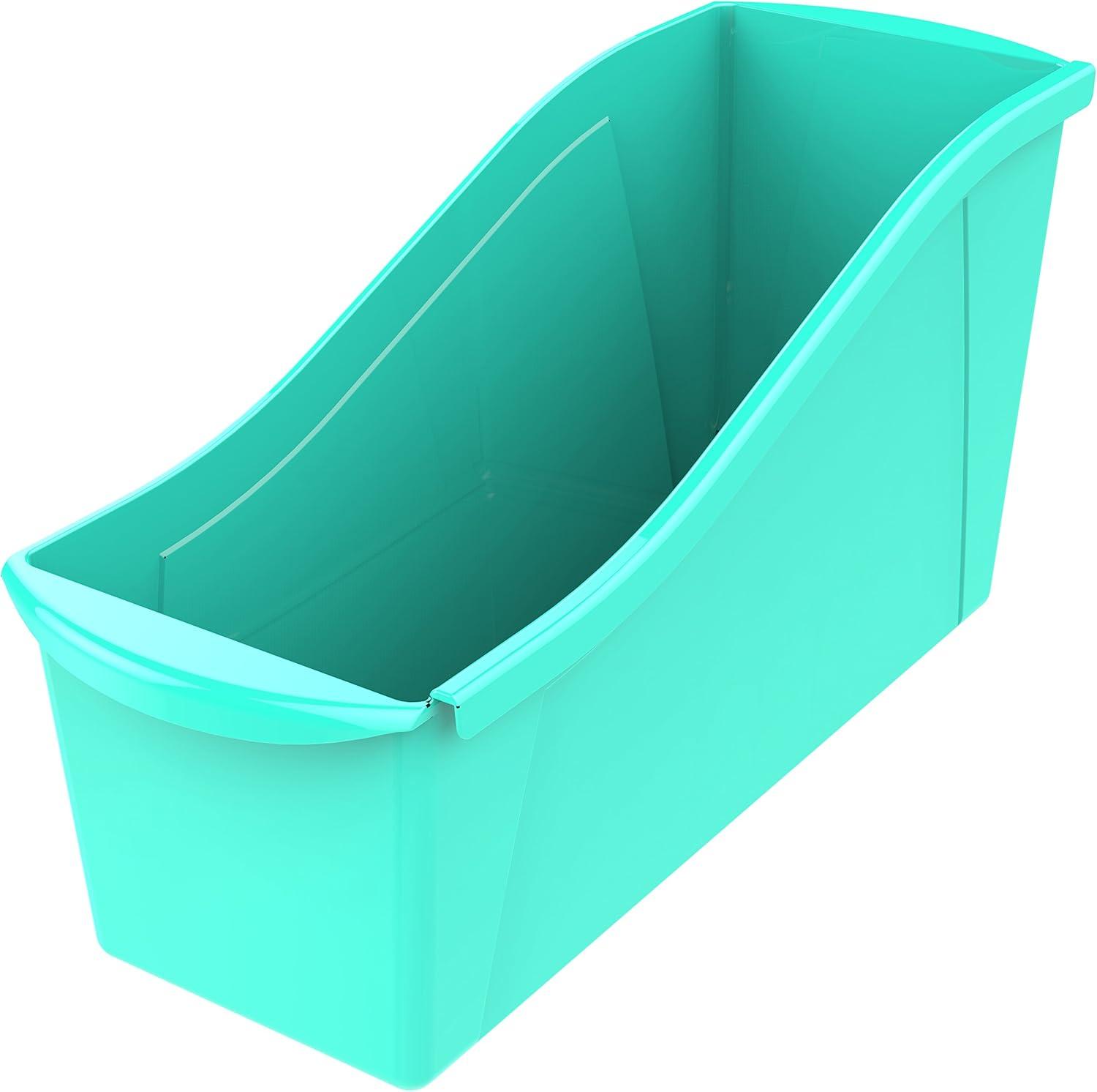 imageStorex Large Book Bin Interlocking Plastic Organizer for Home Office and Work Space Black 6Pack 70109E06CTeal