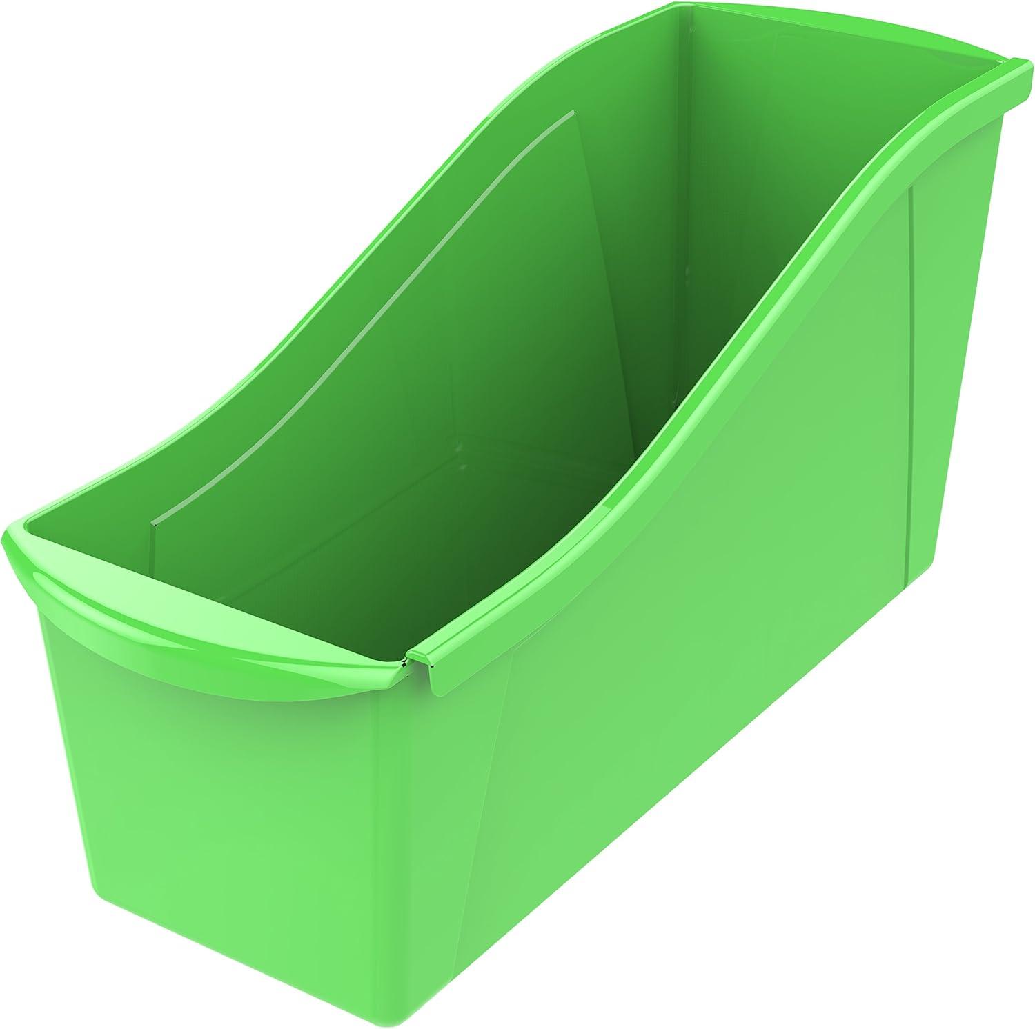 imageStorex Large Book Bin Interlocking Plastic Organizer for Home Office and Classroom Yellow 6Pack 71105U06CGreen