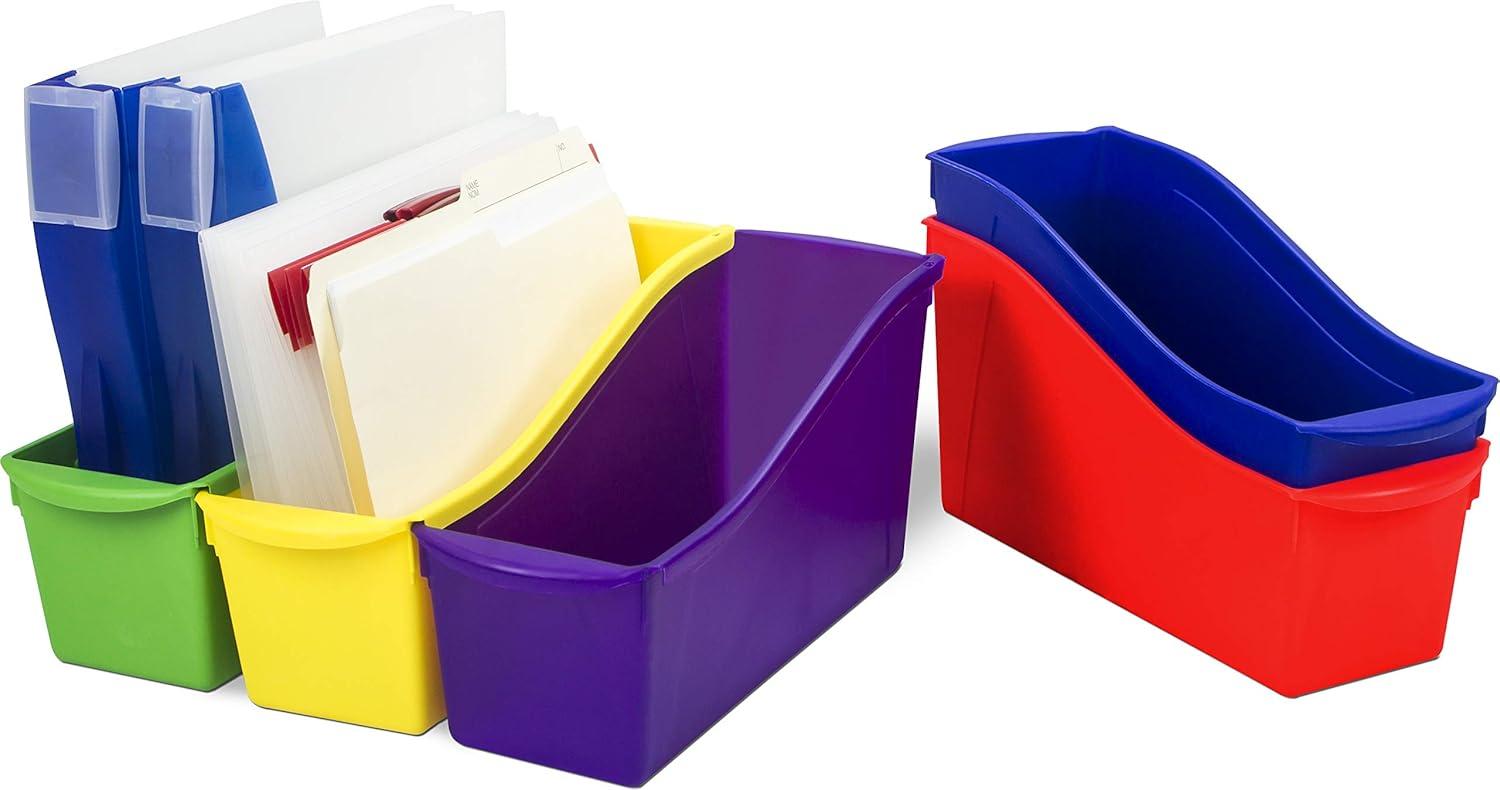 imageStorex Large Book Bin Interlocking Plastic Organizer for Home Office and Classroom Yellow 6Pack 71105U06CMauve