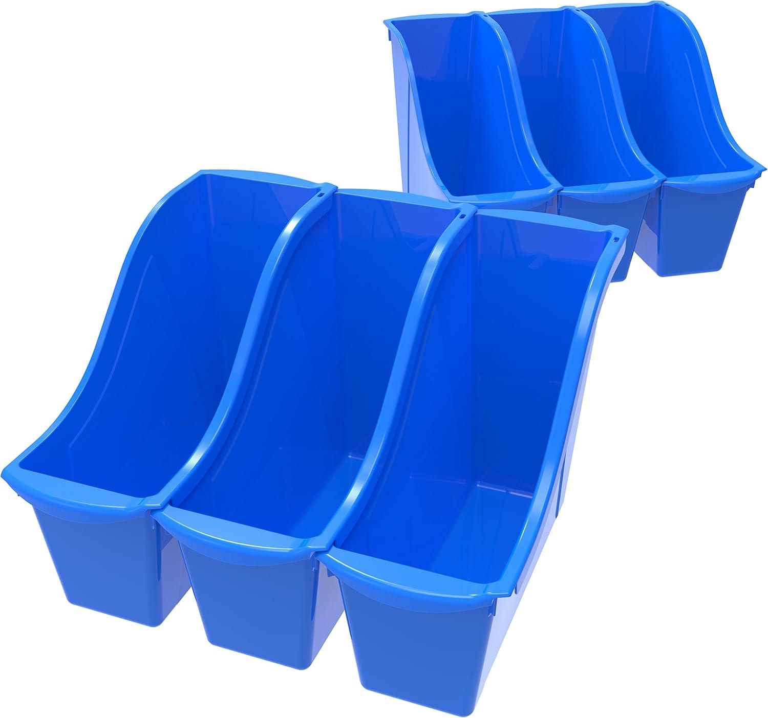 imageStorex Small Book Bin Interlocking Plastic Organizer for Home Office and Classroom Blue 6Pack 71108U06CBlue