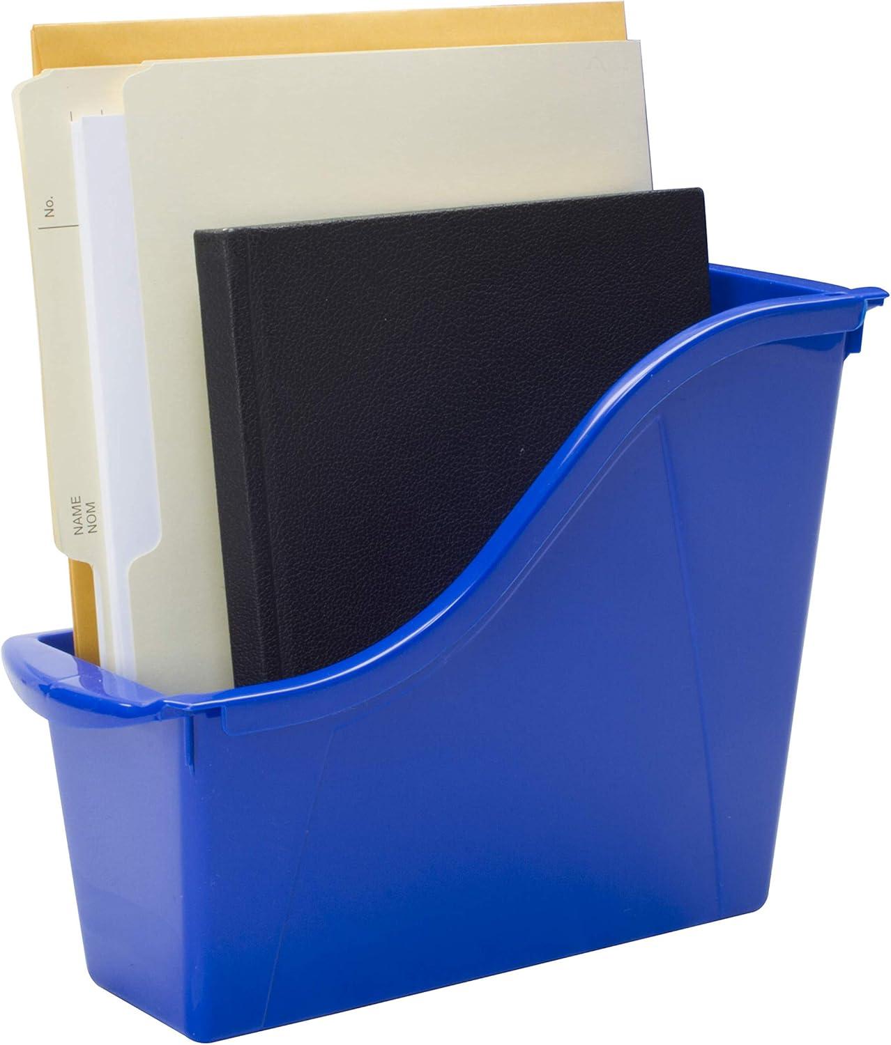 imageStorex Small Book Bin Interlocking Plastic Organizer for Home Office and Classroom Blue 6Pack 71108U06CBlue
