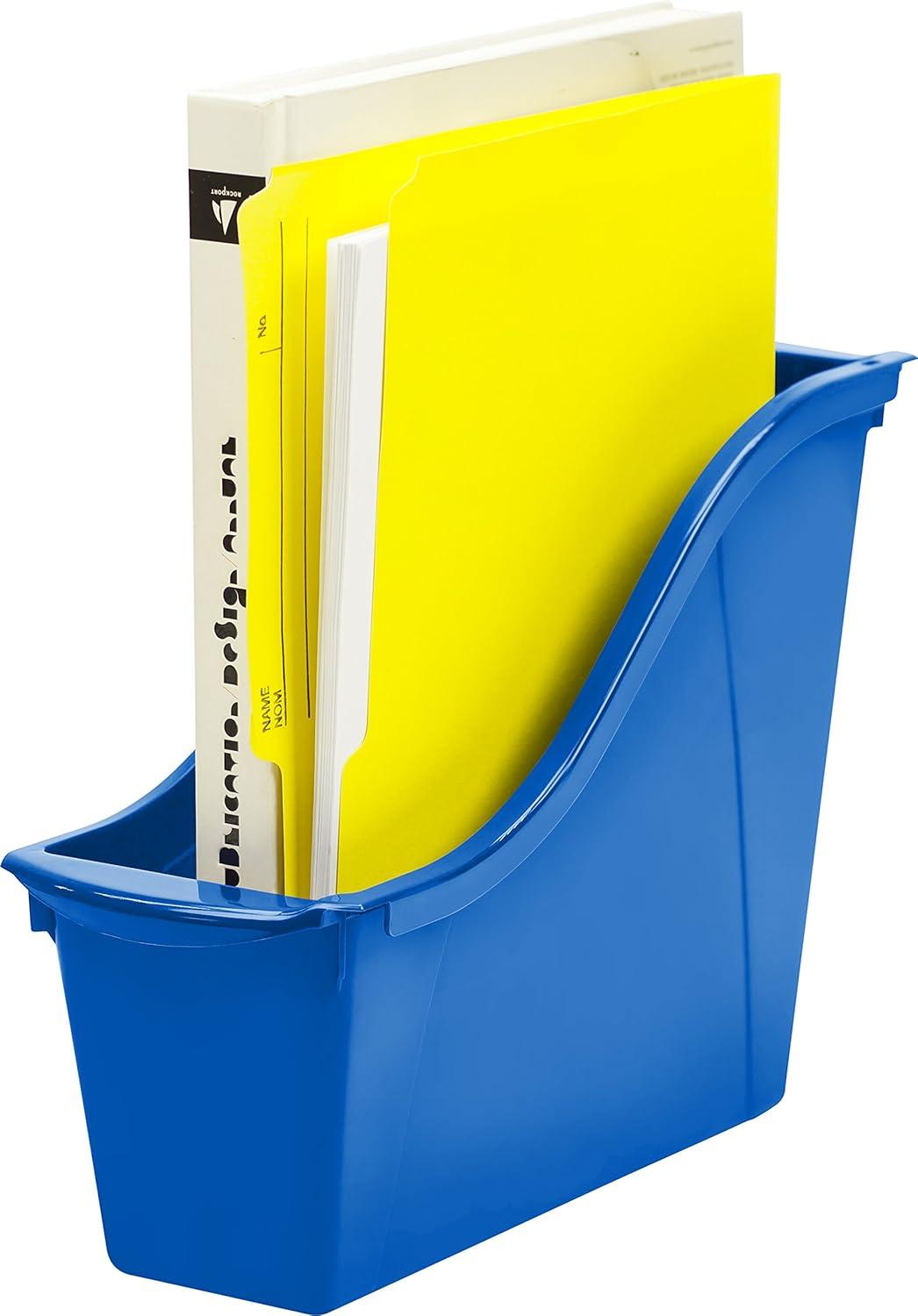 imageStorex Small Book Bin Interlocking Plastic Organizer for Home Office and Classroom Blue 6Pack 71108U06CBlue