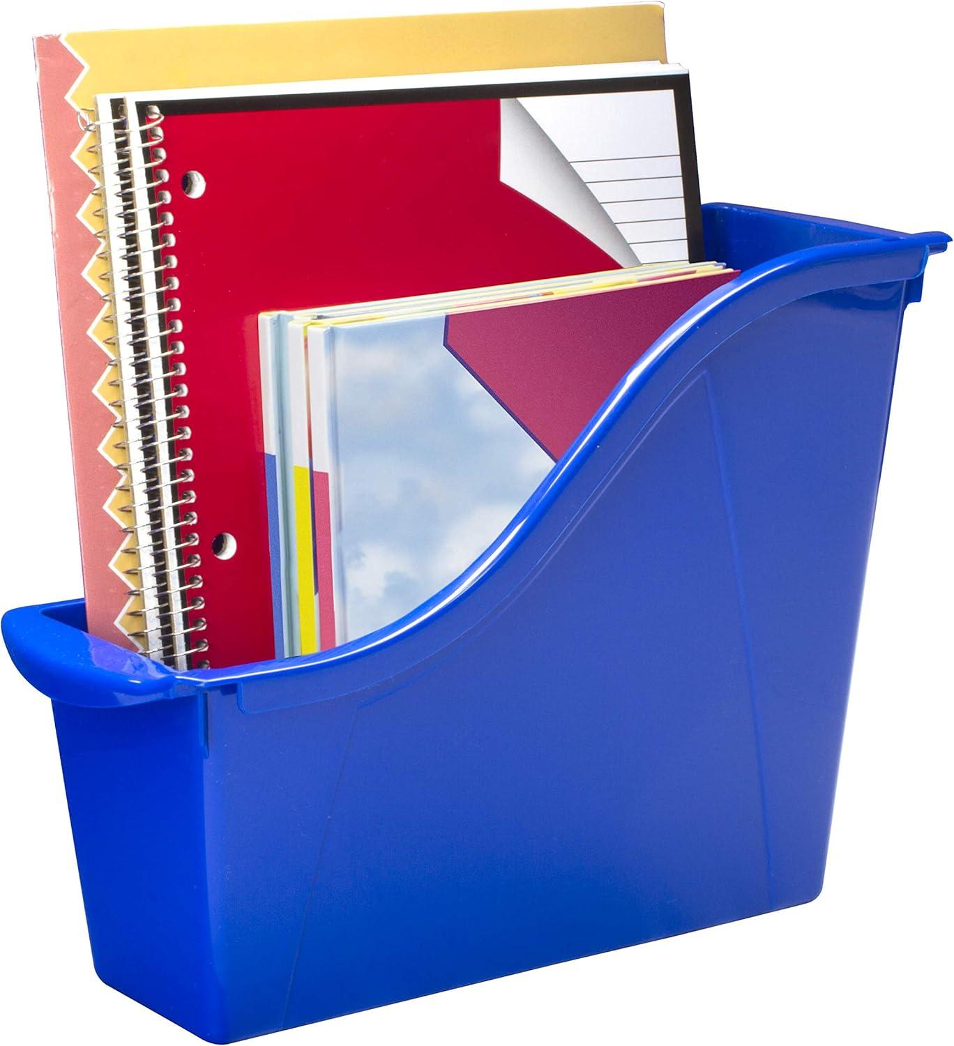 imageStorex Small Book Bin Interlocking Plastic Organizer for Home Office and Classroom Blue 6Pack 71108U06CBlue