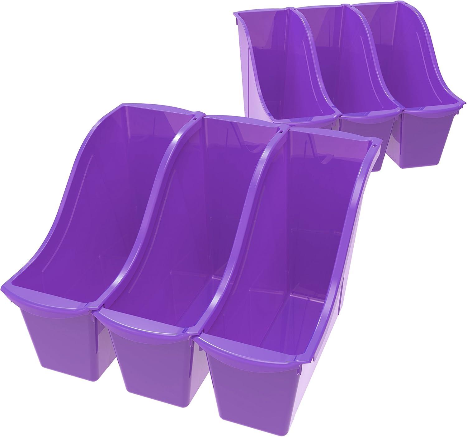 imageStorex Small Book Bin Interlocking Plastic Organizer for Home Office and Classroom Blue 6Pack 71108U06CPurple