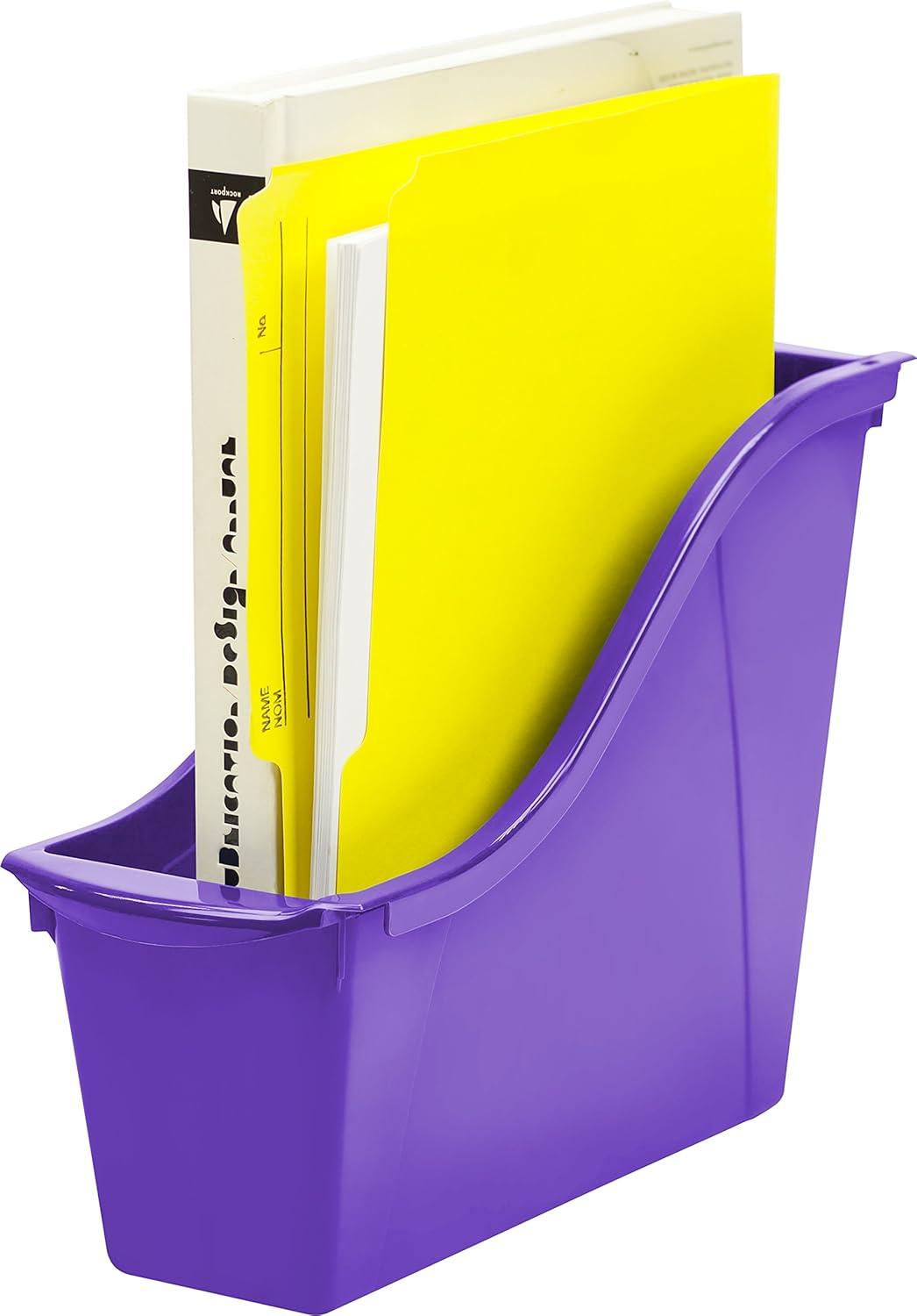 imageStorex Small Book Bin Interlocking Plastic Organizer for Home Office and Classroom Blue 6Pack 71108U06CPurple