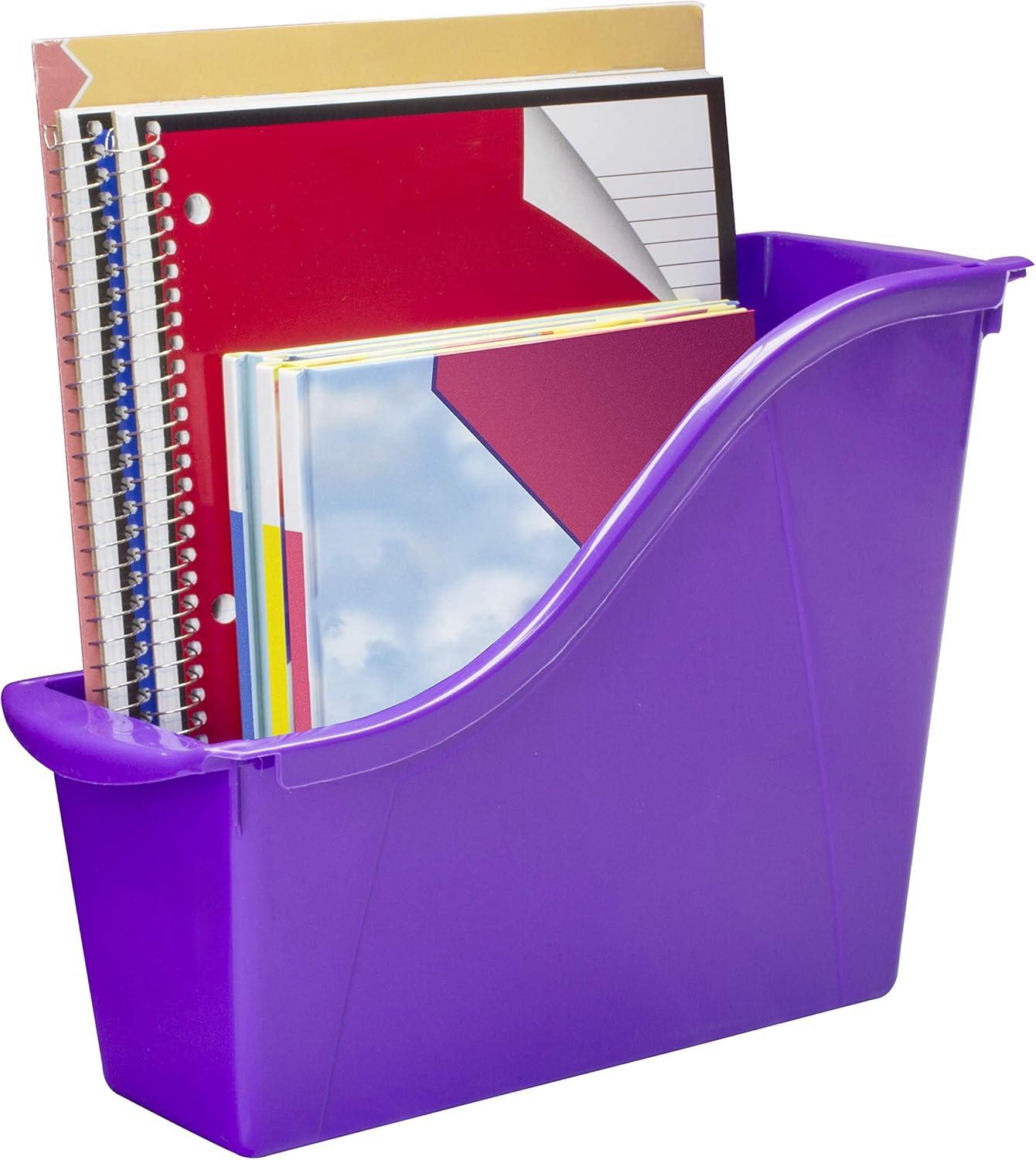 imageStorex Small Book Bin Interlocking Plastic Organizer for Home Office and Classroom Blue 6Pack 71108U06CPurple