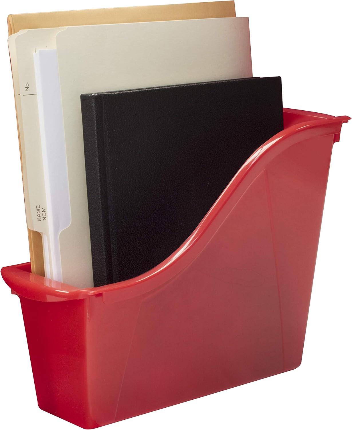 imageStorex Small Book Bin Interlocking Plastic Organizer for Home Office and Classroom Blue 6Pack 71108U06CRed
