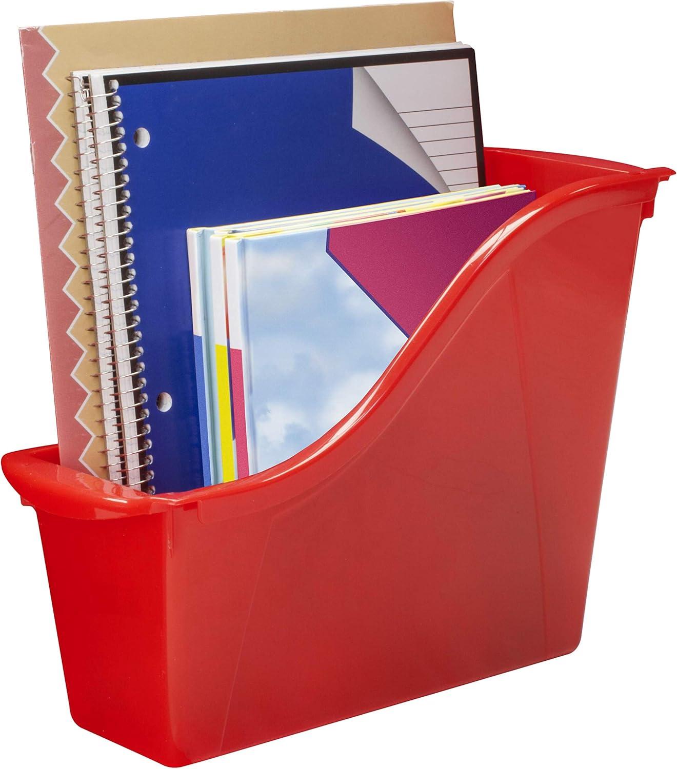imageStorex Small Book Bin Interlocking Plastic Organizer for Home Office and Classroom Blue 6Pack 71108U06CRed