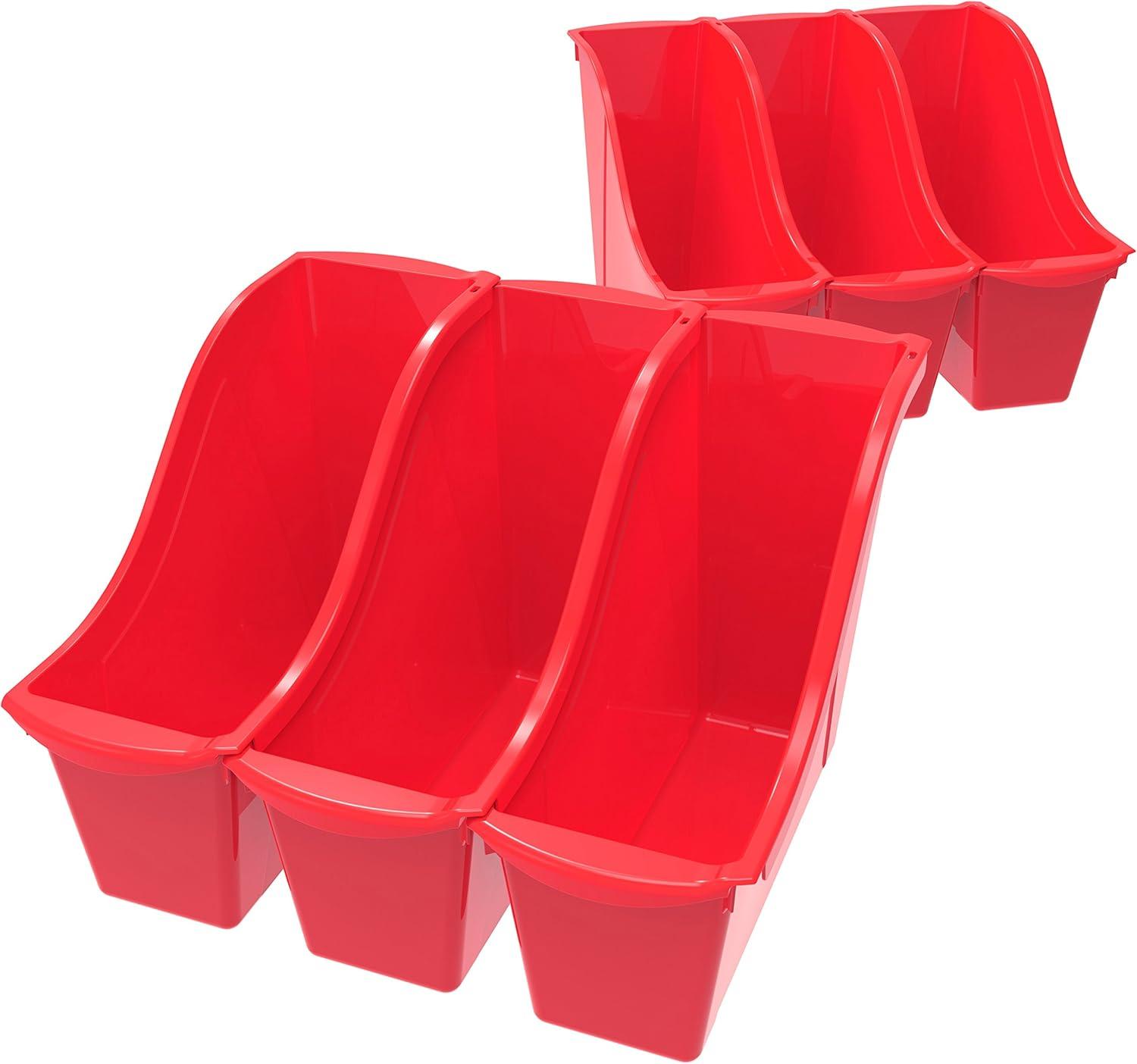 imageStorex Small Book Bin Interlocking Plastic Organizer for Home Office and Classroom Blue 6Pack 71108U06CRed