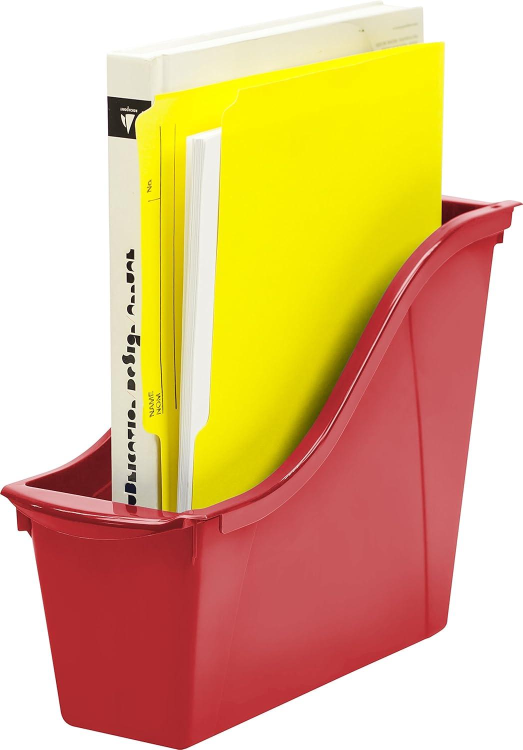 imageStorex Small Book Bin Interlocking Plastic Organizer for Home Office and Classroom Blue 6Pack 71108U06CRed