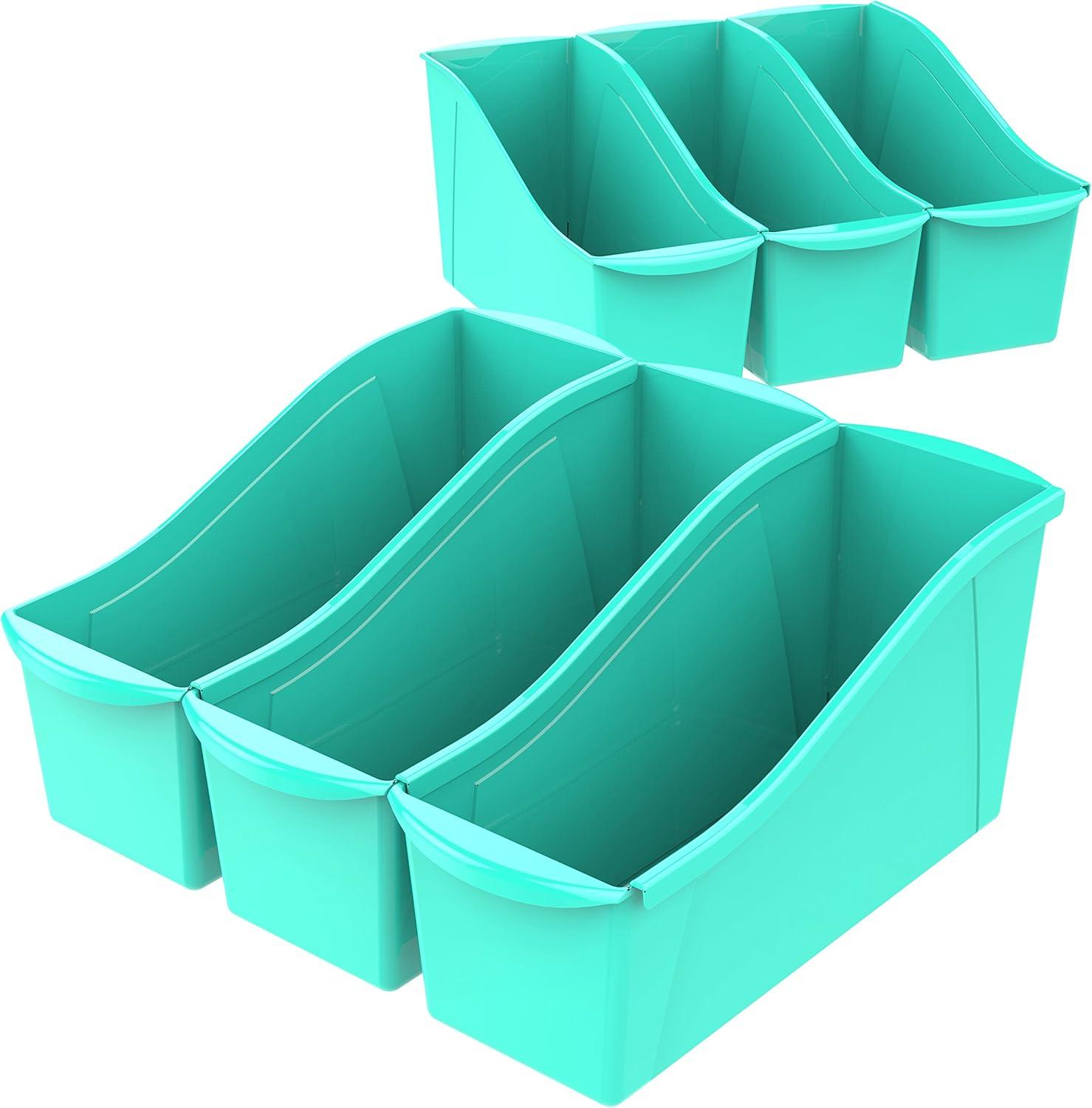 imageStorex Small Book Bin Interlocking Plastic Organizer for Home Office and Classroom Blue 6Pack 71108U06CTeal