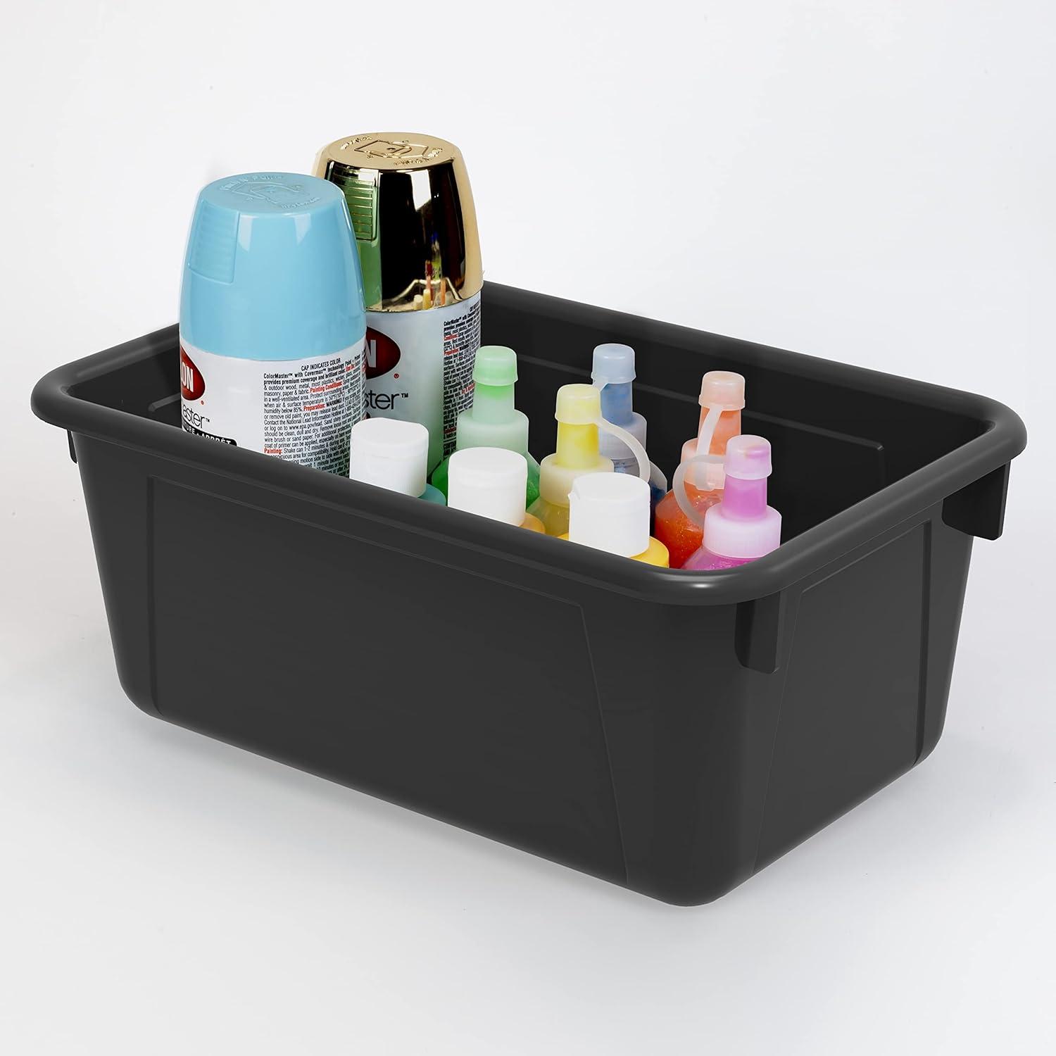 imageStorex Small Cubby Bins Plastic Storage Containers for Classroom with NonSnap Lid 122 x 78 x 51 inches Red 62407U05C Pack of 5Black