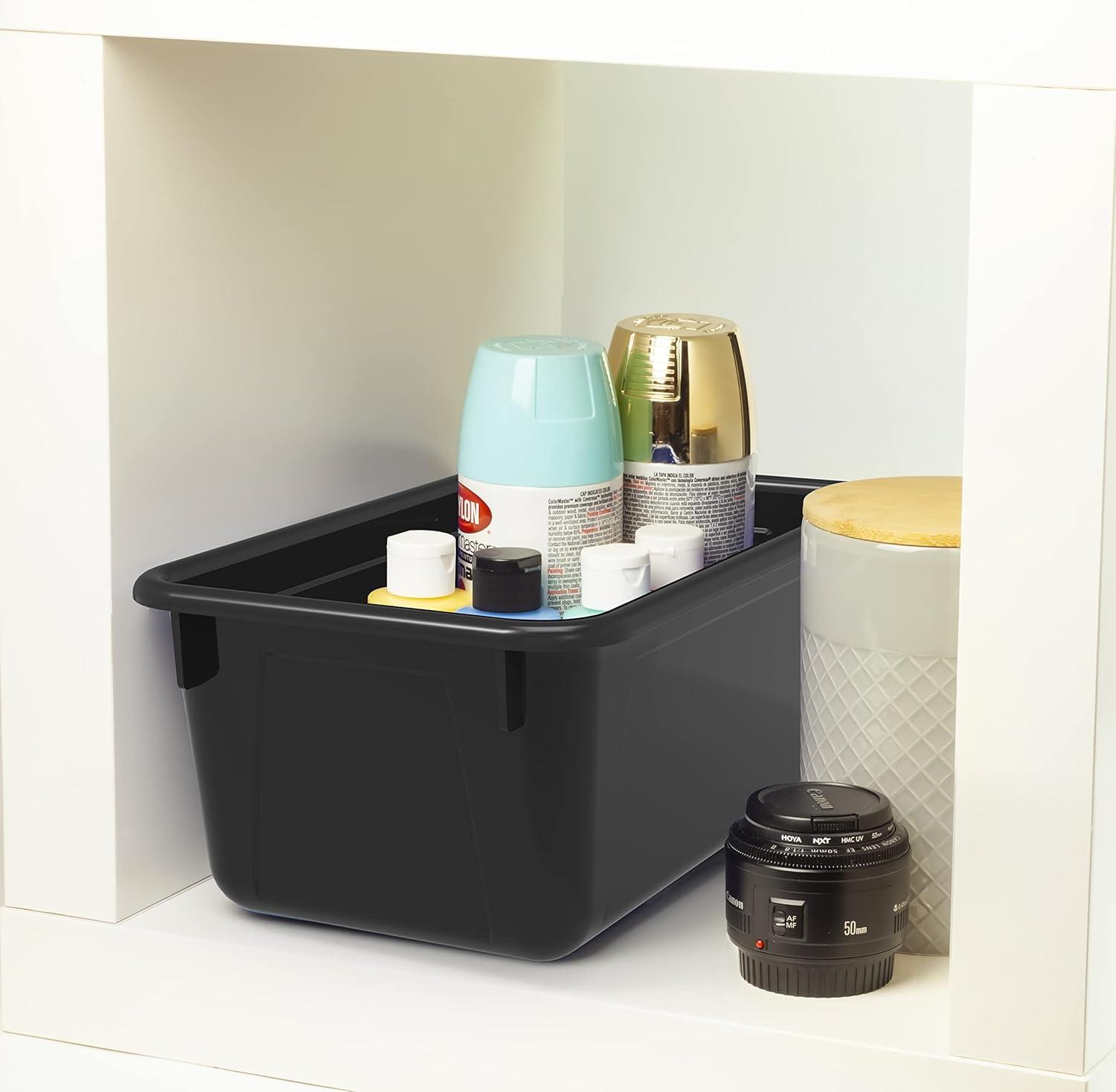 imageStorex Small Cubby Bins Plastic Storage Containers for Classroom with NonSnap Lid 122 x 78 x 51 inches Red 62407U05C Pack of 5Black