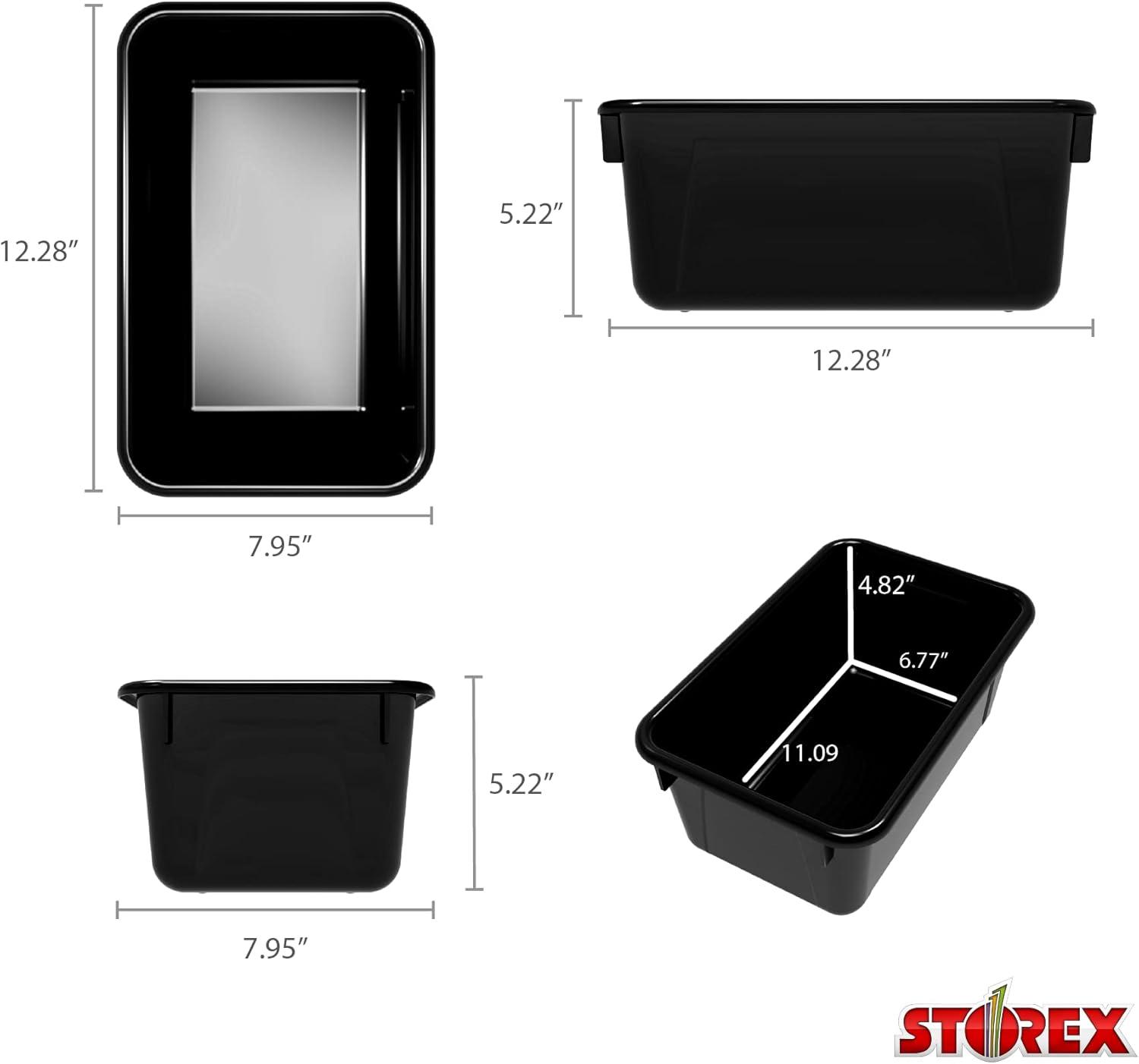 imageStorex Small Cubby Bins Plastic Storage Containers for Classroom with NonSnap Lid 122 x 78 x 51 inches Red 62407U05C Pack of 5Black