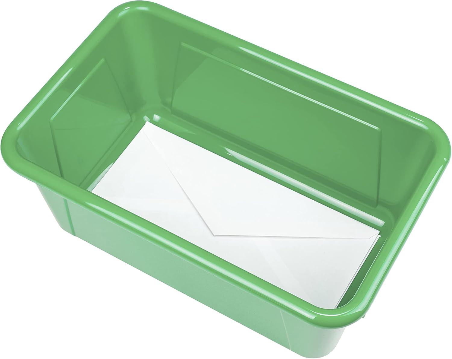 imageStorex Small Cubby Bins Plastic Storage Containers for Classroom with NonSnap Lid 122 x 78 x 51 inches Red 62407U05C Pack of 5Green