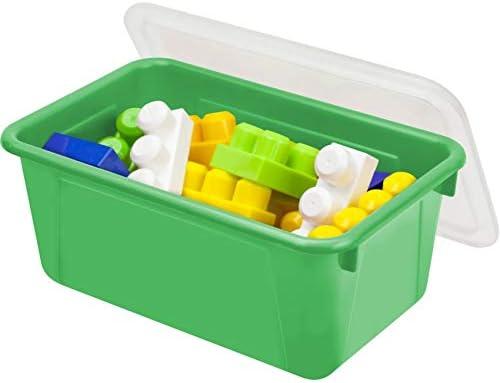 imageStorex Small Cubby Bins Plastic Storage Containers for Classroom with NonSnap Lid 122 x 78 x 51 inches Red 62407U05C Pack of 5Green