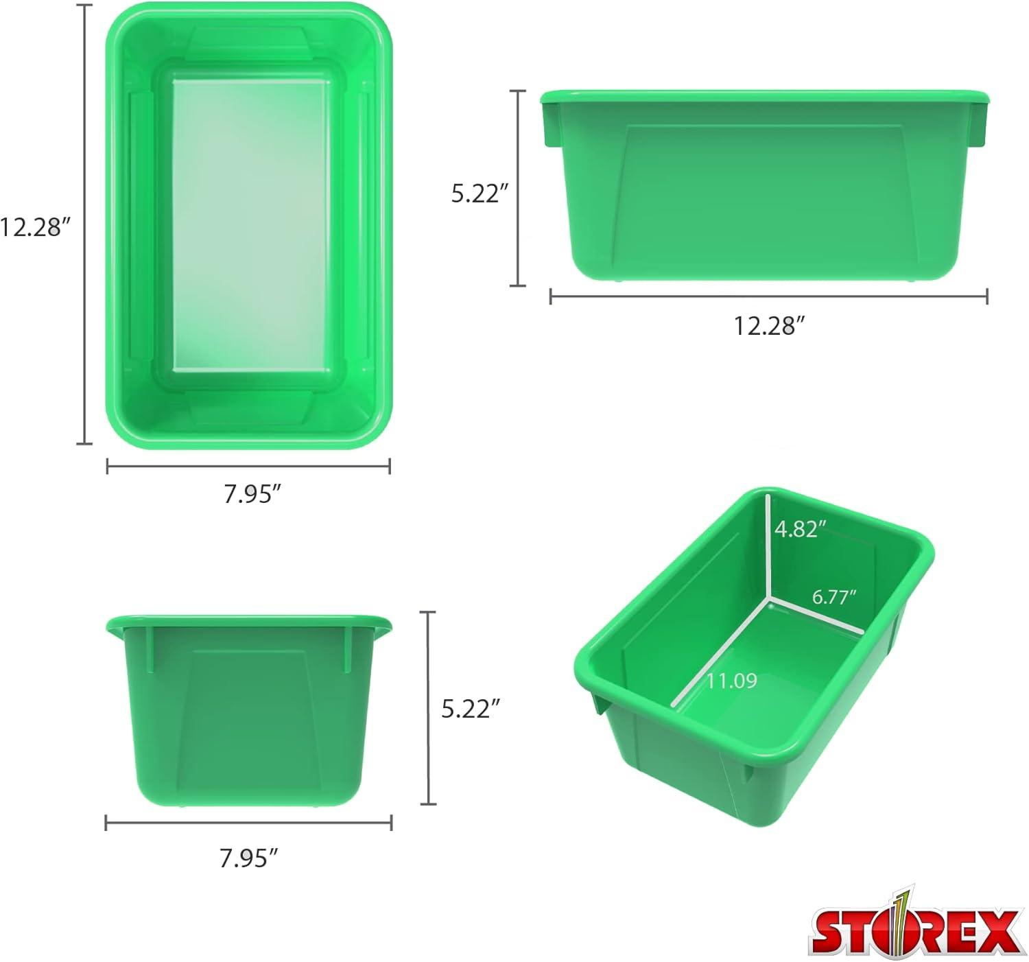 imageStorex Small Cubby Bins Plastic Storage Containers for Classroom with NonSnap Lid 122 x 78 x 51 inches Red 62407U05C Pack of 5Green