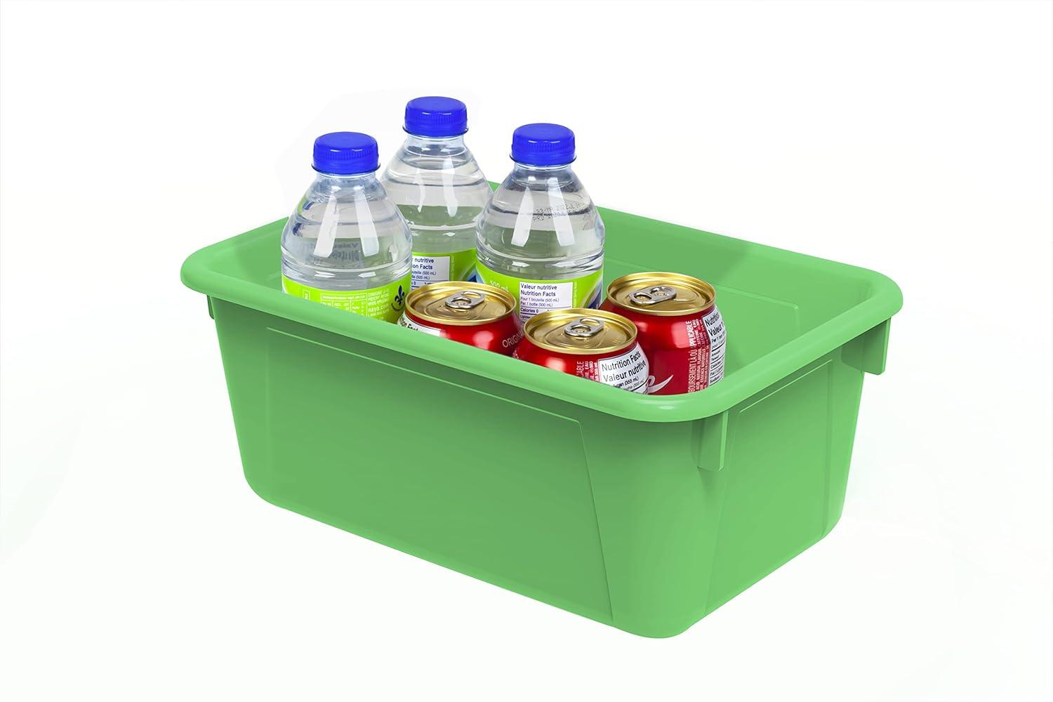 imageStorex Small Cubby Bins Plastic Storage Containers for Classroom with NonSnap Lid 122 x 78 x 51 inches Red 62407U05C Pack of 5Green