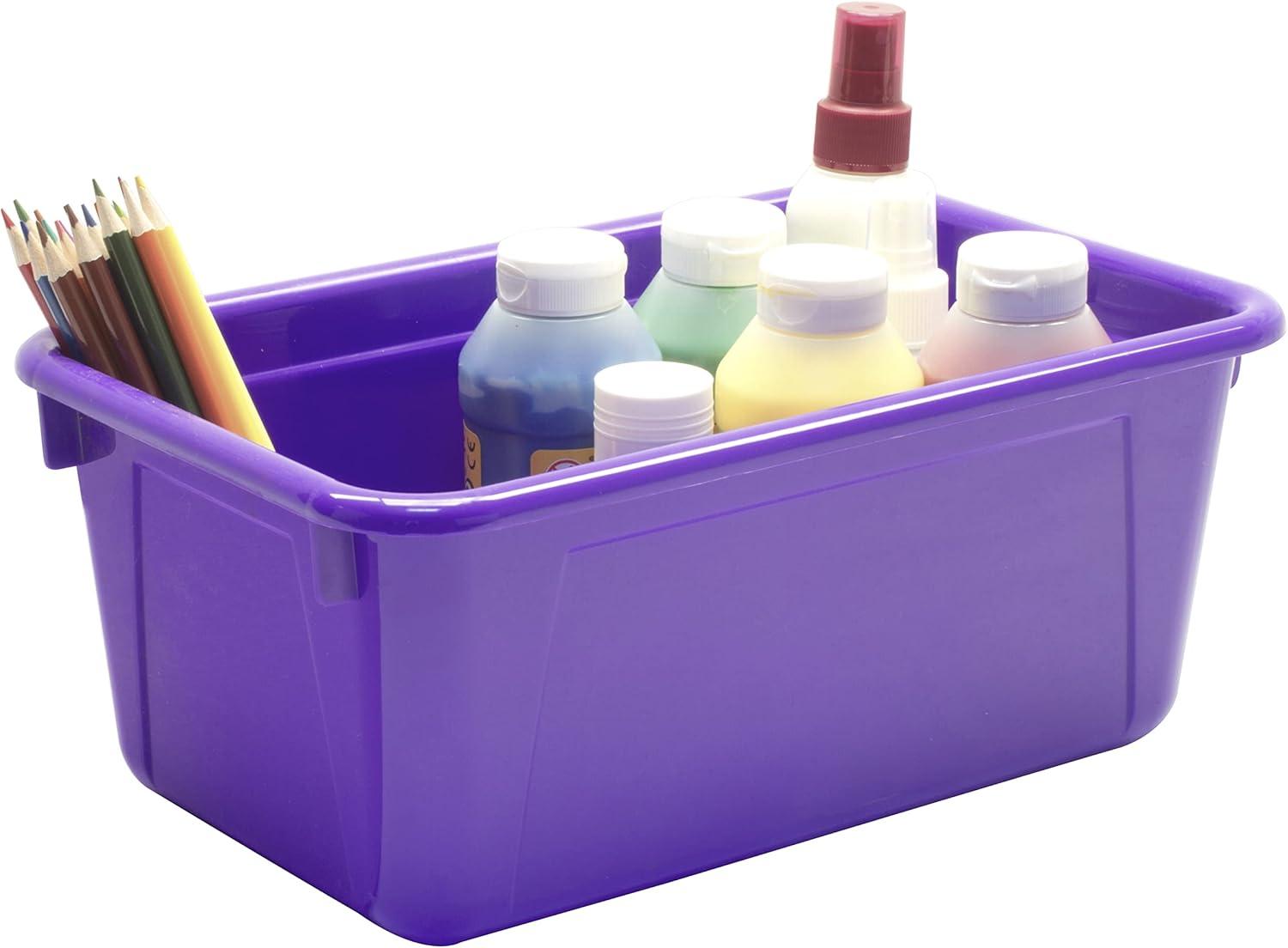 imageStorex Small Cubby Bins Plastic Storage Containers for Classroom with NonSnap Lid 122 x 78 x 51 inches Red 62407U05C Pack of 5Purple