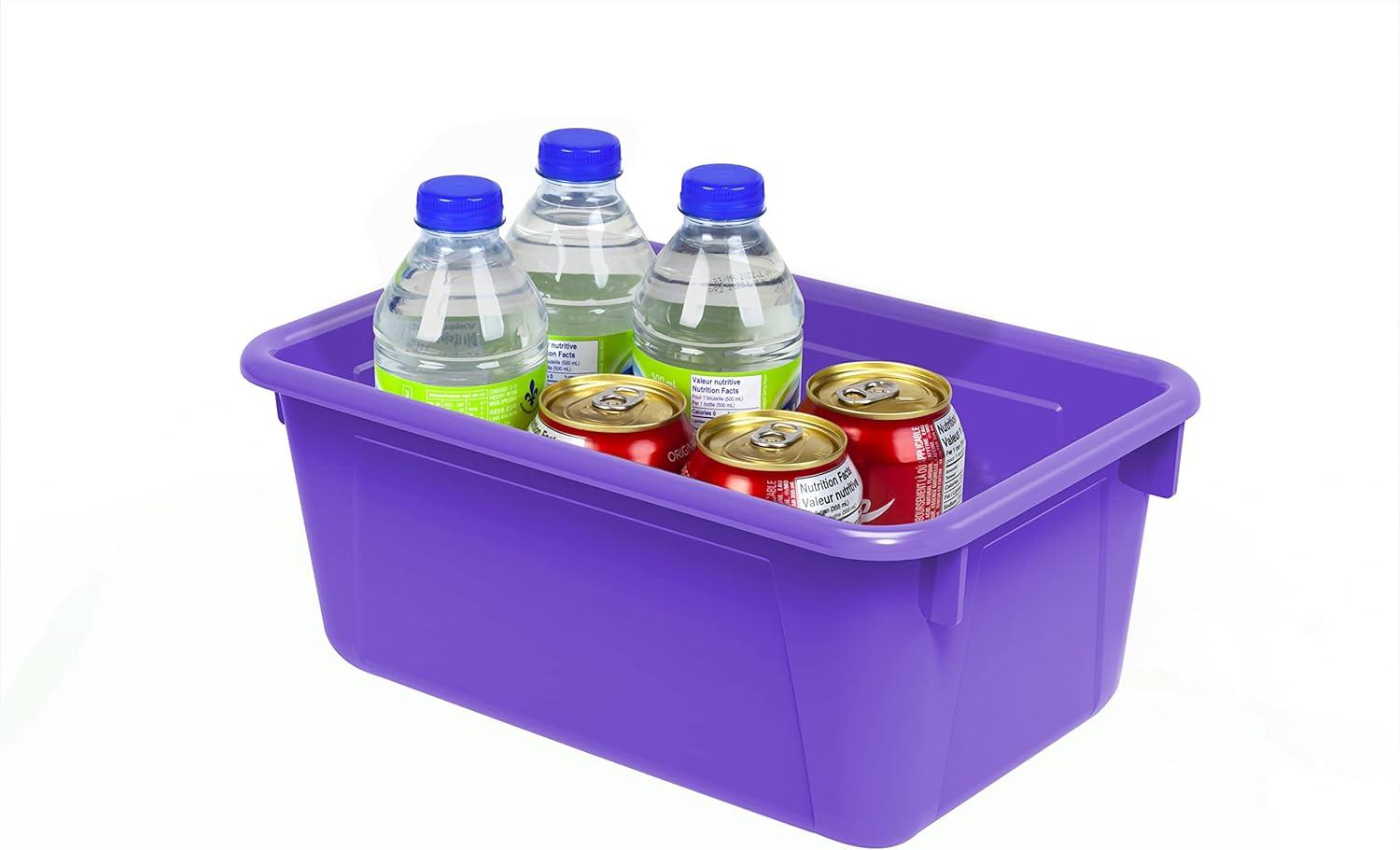 imageStorex Small Cubby Bins Plastic Storage Containers for Classroom with NonSnap Lid 122 x 78 x 51 inches Red 62407U05C Pack of 5Purple
