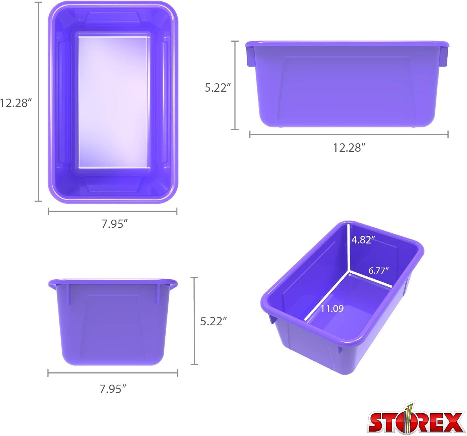 imageStorex Small Cubby Bins Plastic Storage Containers for Classroom with NonSnap Lid 122 x 78 x 51 inches Red 62407U05C Pack of 5Purple