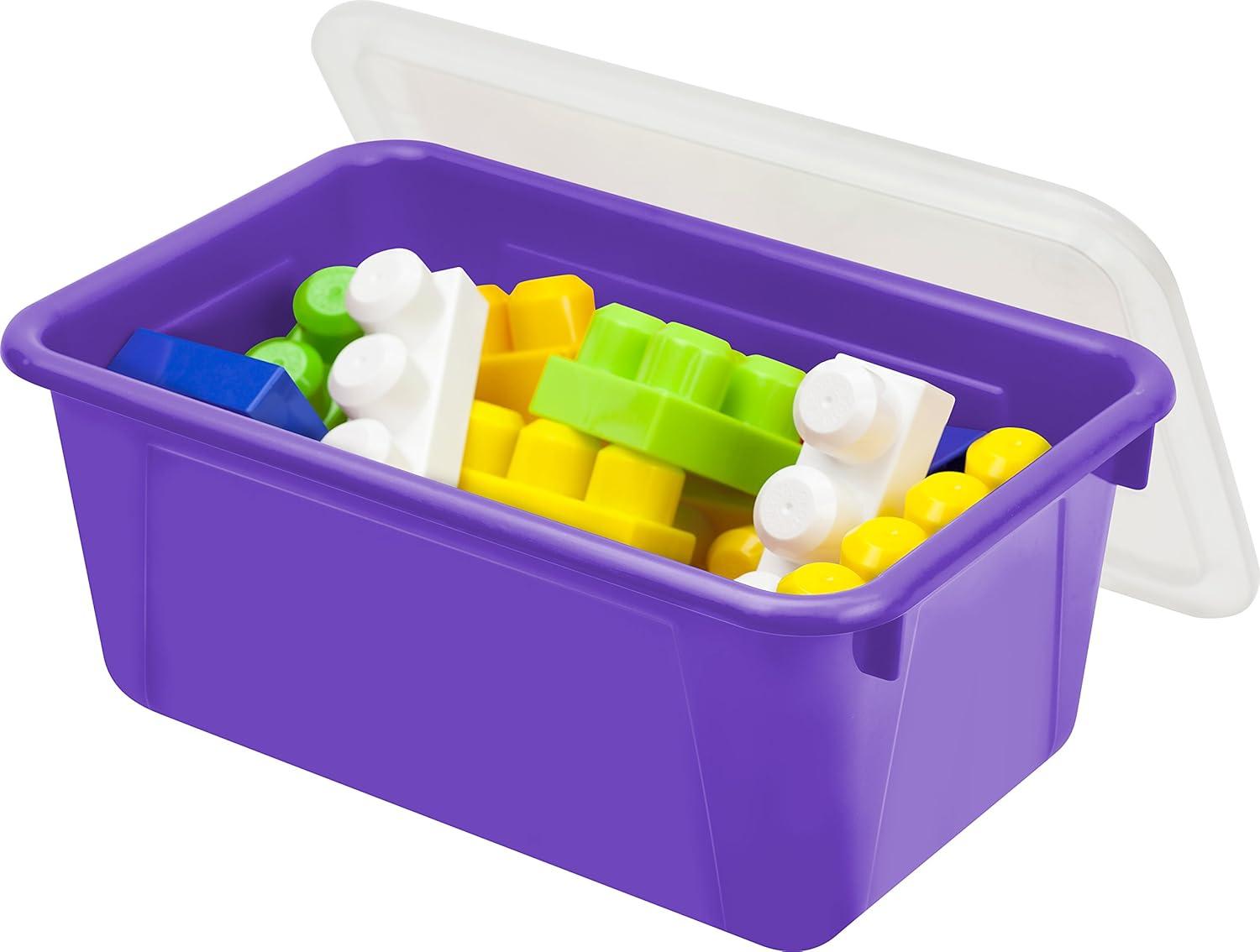 imageStorex Small Cubby Bins Plastic Storage Containers for Classroom with NonSnap Lid 122 x 78 x 51 inches Red 62407U05C Pack of 5Purple