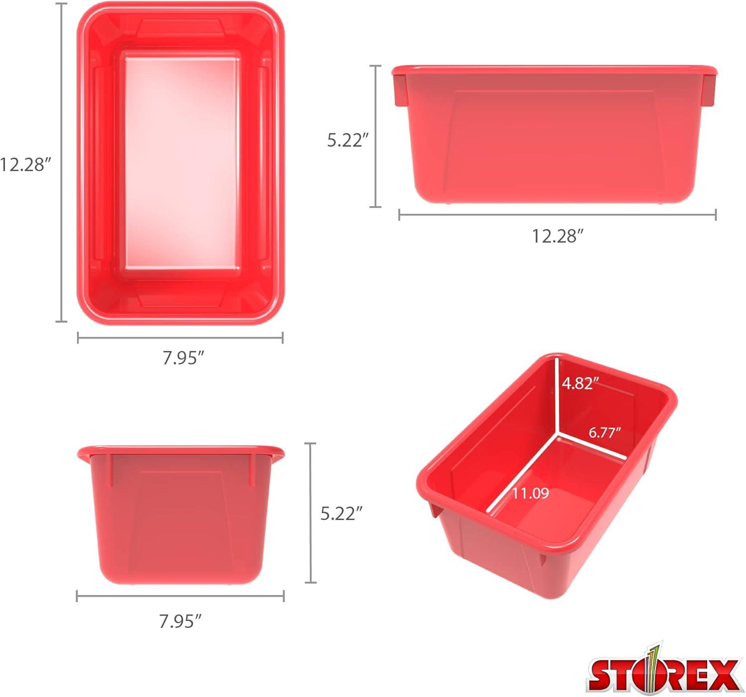 imageStorex Small Cubby Bins Plastic Storage Containers for Classroom with NonSnap Lid 122 x 78 x 51 inches Red 62407U05C Pack of 5Red