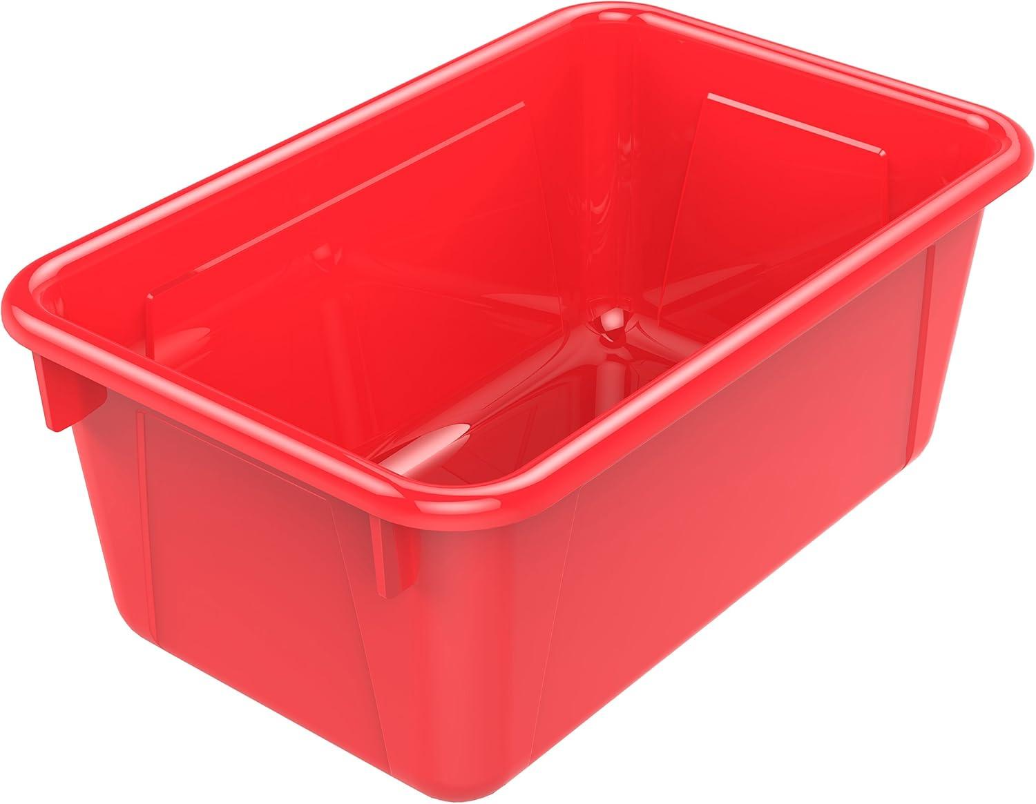 imageStorex Small Cubby Bins Plastic Storage Containers for Classroom with NonSnap Lid 122 x 78 x 51 inches Red 62407U05C Pack of 5Red