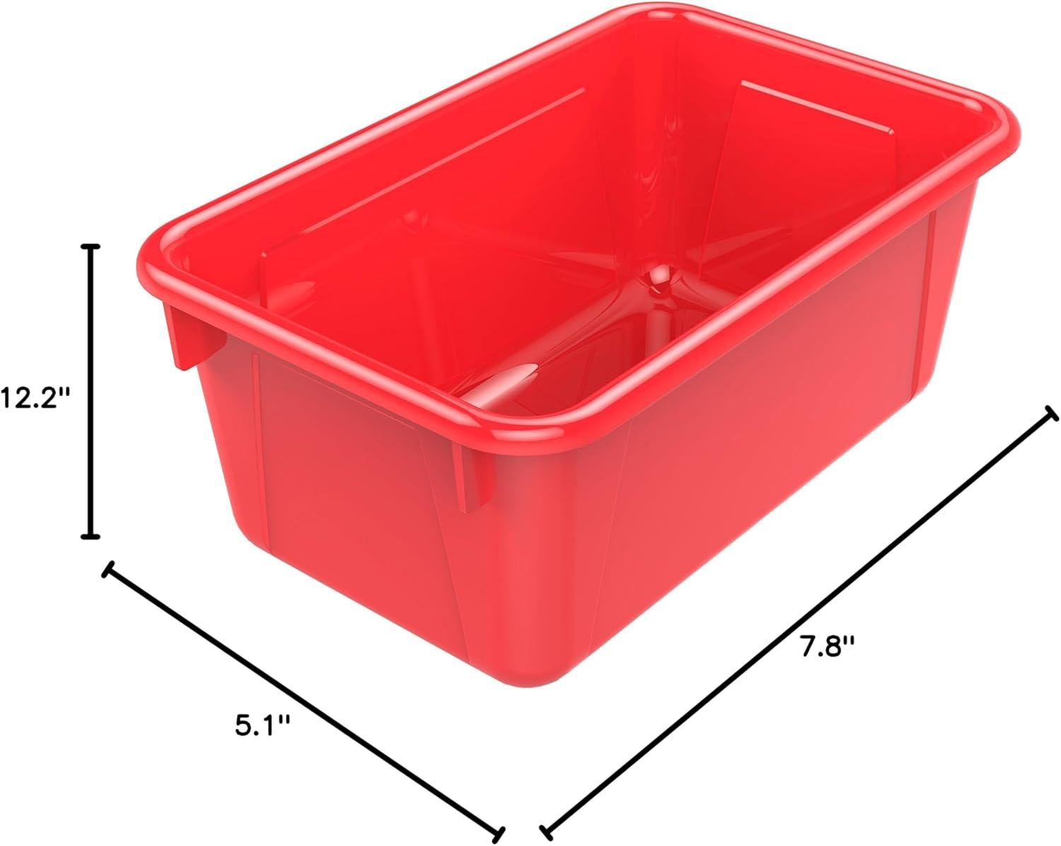 imageStorex Small Cubby Bins Plastic Storage Containers for Classroom with NonSnap Lid 122 x 78 x 51 inches Red 62407U05C Pack of 5Red