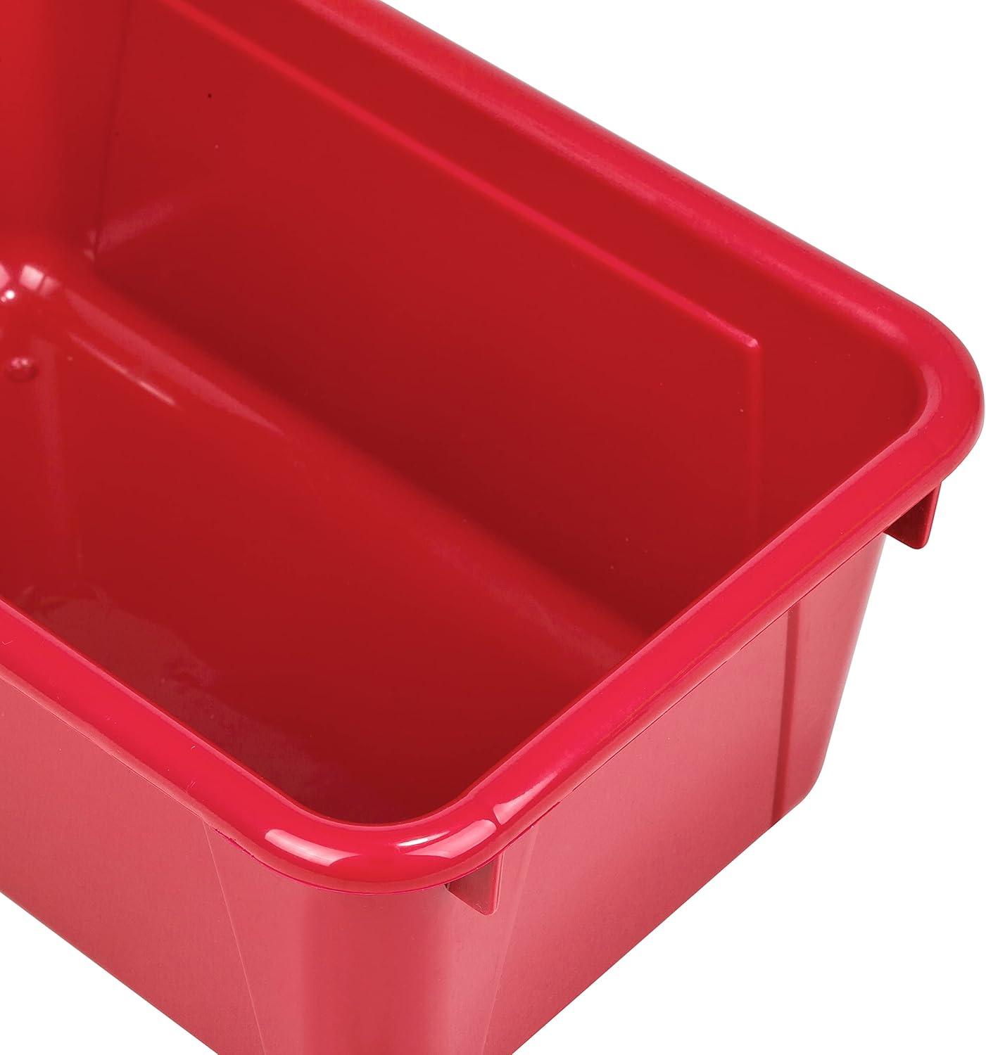 imageStorex Small Cubby Bins Plastic Storage Containers for Classroom with NonSnap Lid 122 x 78 x 51 inches Red 62407U05C Pack of 5Red