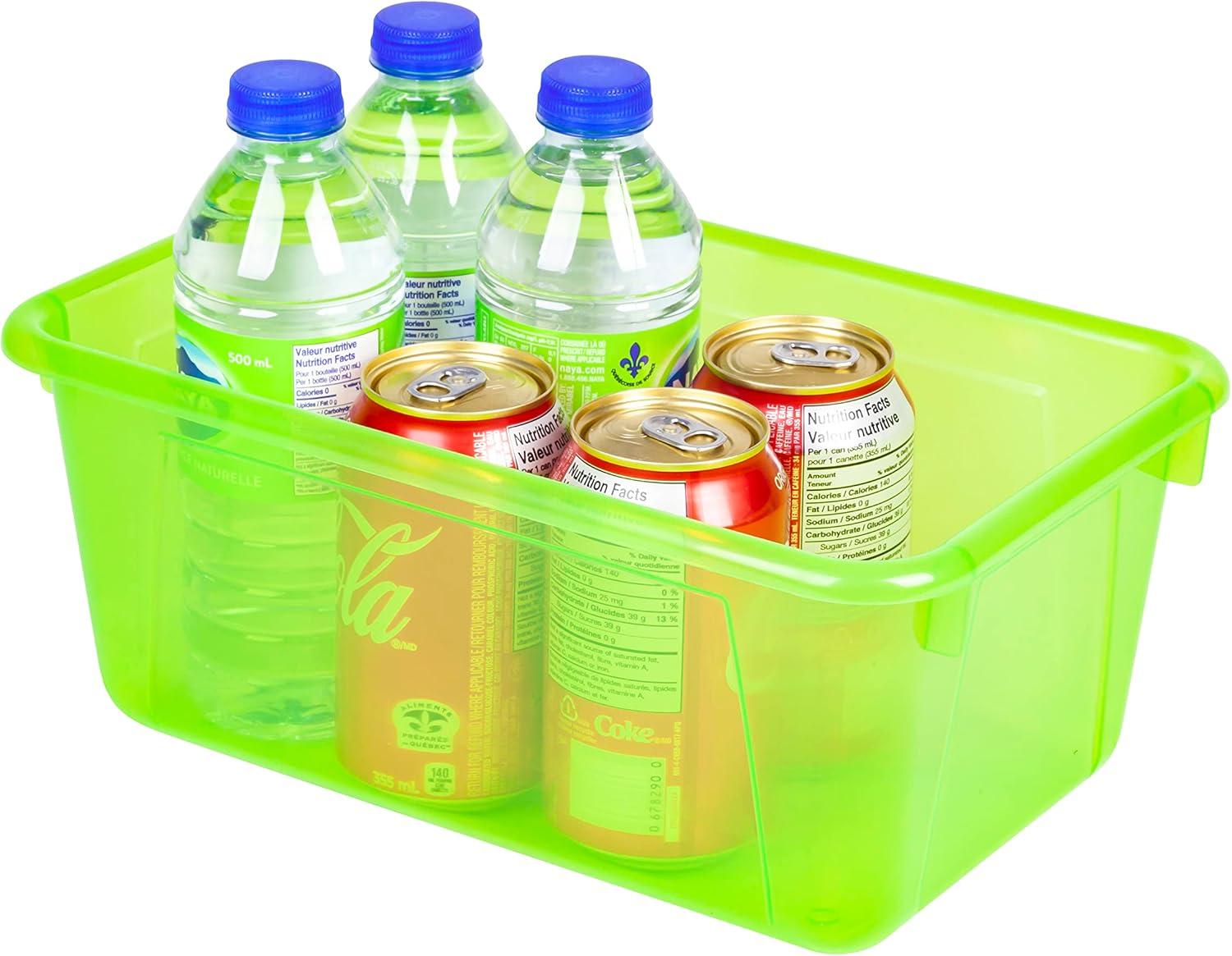 imageStorex Small Cubby Bins Plastic Storage Containers for Classroom with NonSnap Lid 122 x 78 x 51 inches Red 62407U05C Pack of 5Tint Green