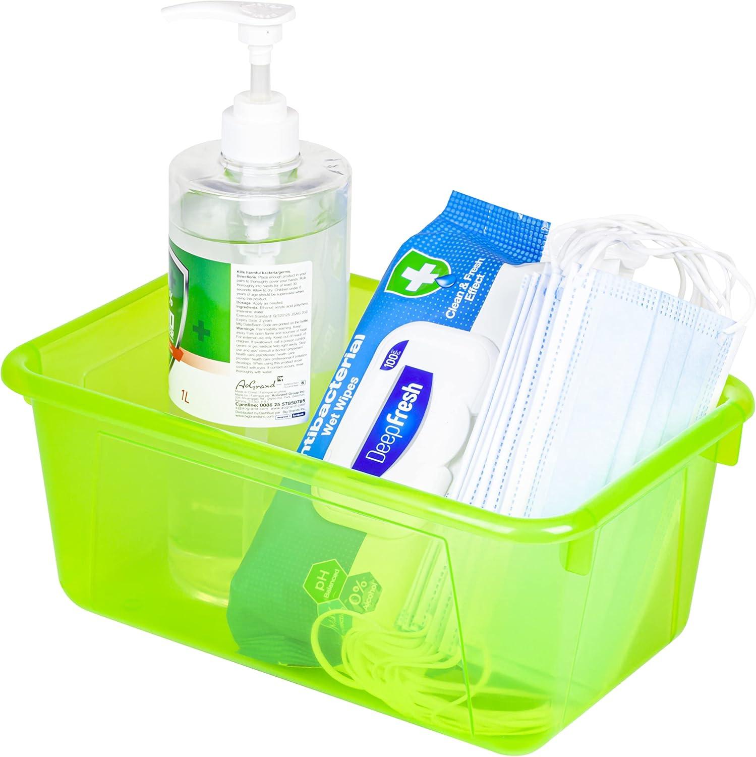 imageStorex Small Cubby Bins Plastic Storage Containers for Classroom with NonSnap Lid 122 x 78 x 51 inches Red 62407U05C Pack of 5Tint Green