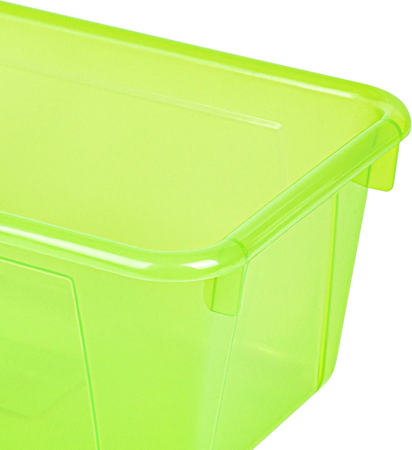 imageStorex Small Cubby Bins Plastic Storage Containers for Classroom with NonSnap Lid 122 x 78 x 51 inches Red 62407U05C Pack of 5Tint Green