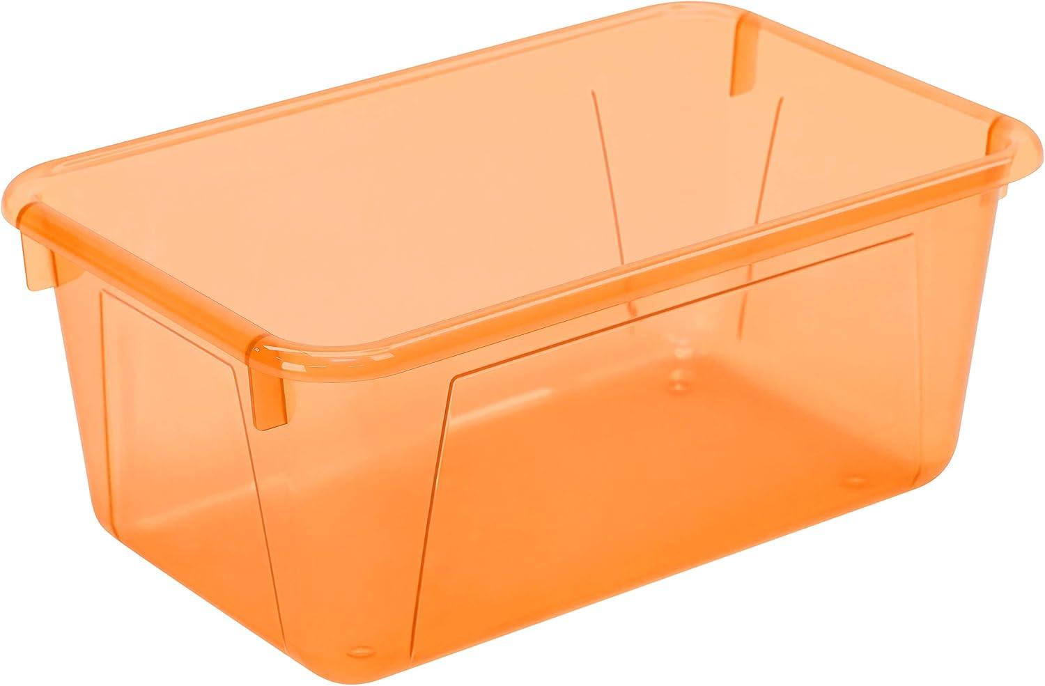 imageStorex Small Cubby Bins Plastic Storage Containers for Classroom with NonSnap Lid 122 x 78 x 51 inches Red 62407U05C Pack of 5Tint Orange