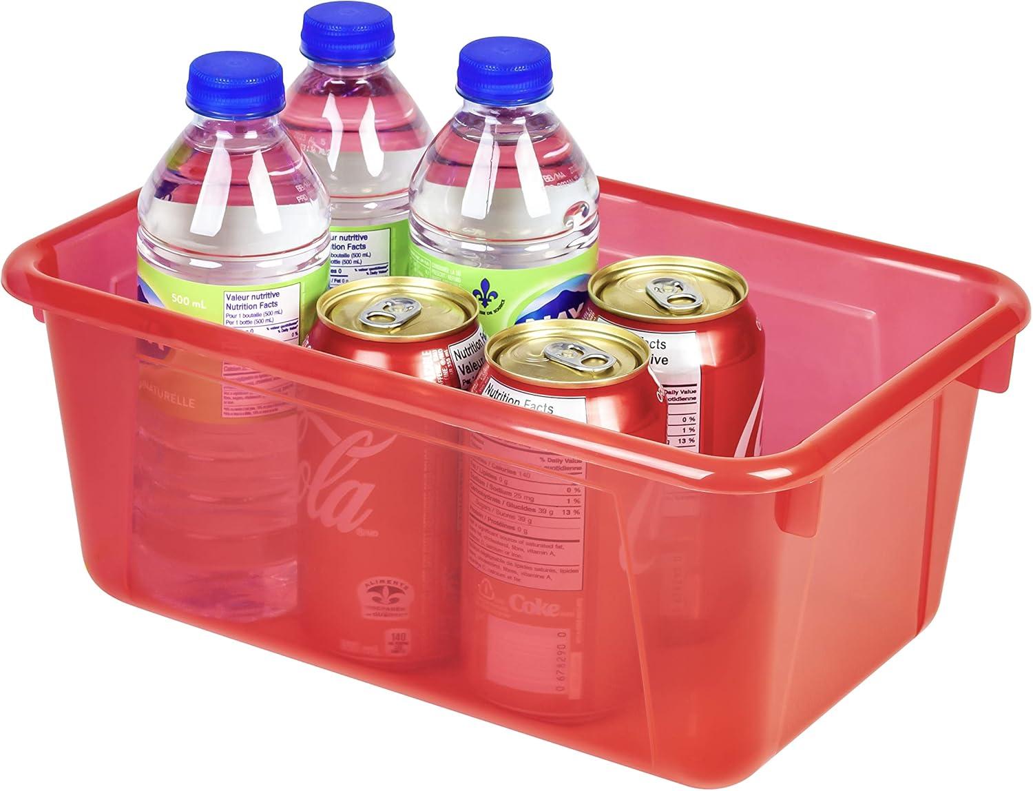 imageStorex Small Cubby Bins Plastic Storage Containers for Classroom with NonSnap Lid 122 x 78 x 51 inches Red 62407U05C Pack of 5Tint Red