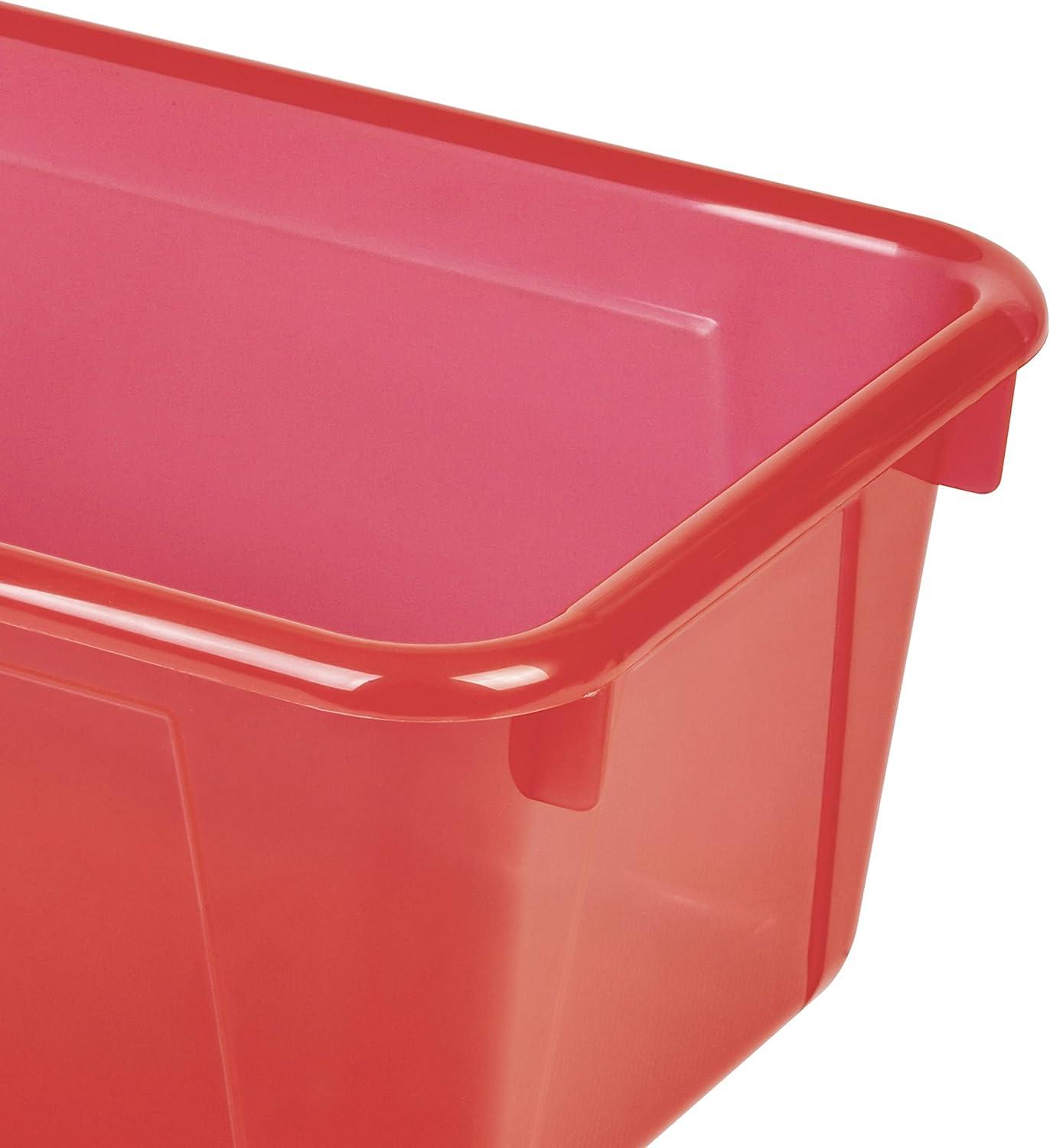 imageStorex Small Cubby Bins Plastic Storage Containers for Classroom with NonSnap Lid 122 x 78 x 51 inches Red 62407U05C Pack of 5Tint Red