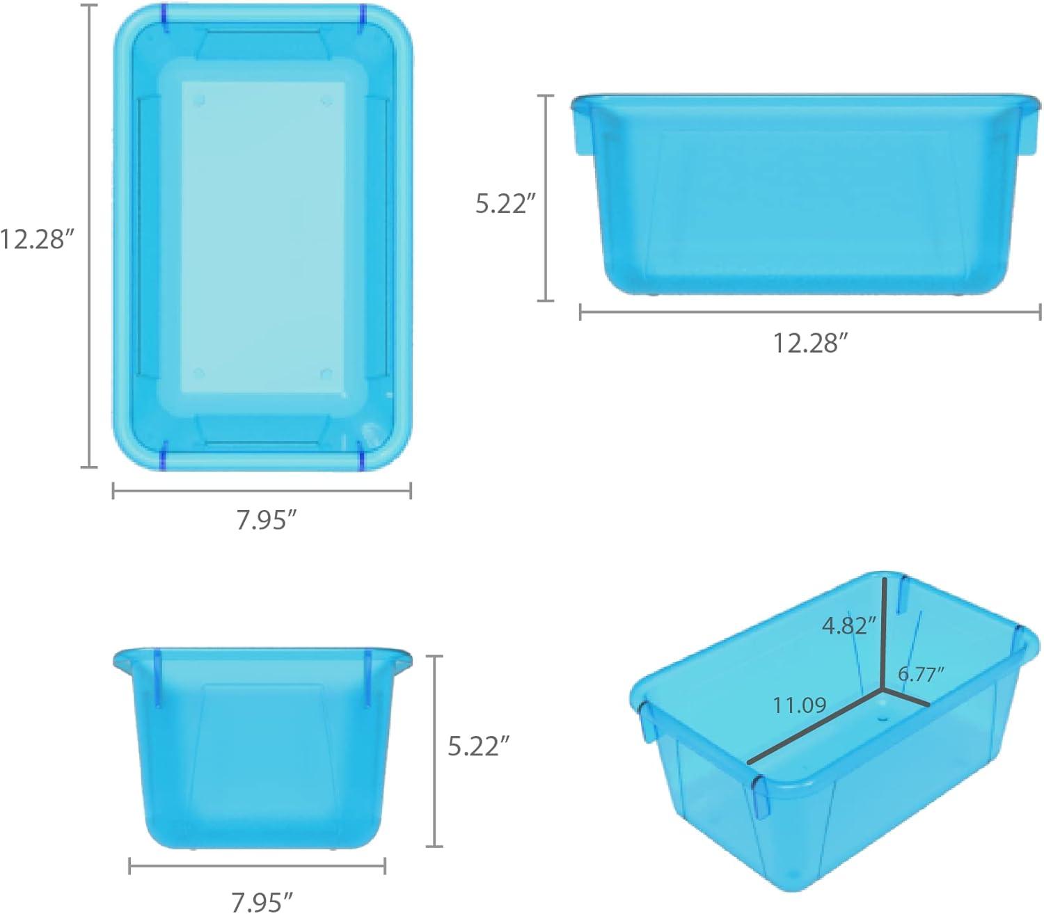 imageStorex Small Cubby Bins Plastic Storage Containers for Classroom with NonSnap Lid 122 x 78 x 51 inches Red 62407U05C Pack of 5Tint Teal