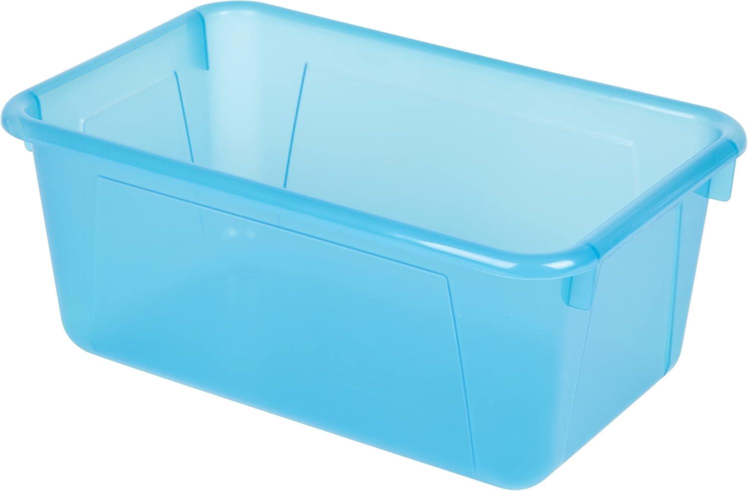 imageStorex Small Cubby Bins Plastic Storage Containers for Classroom with NonSnap Lid 122 x 78 x 51 inches Red 62407U05C Pack of 5Tint Teal