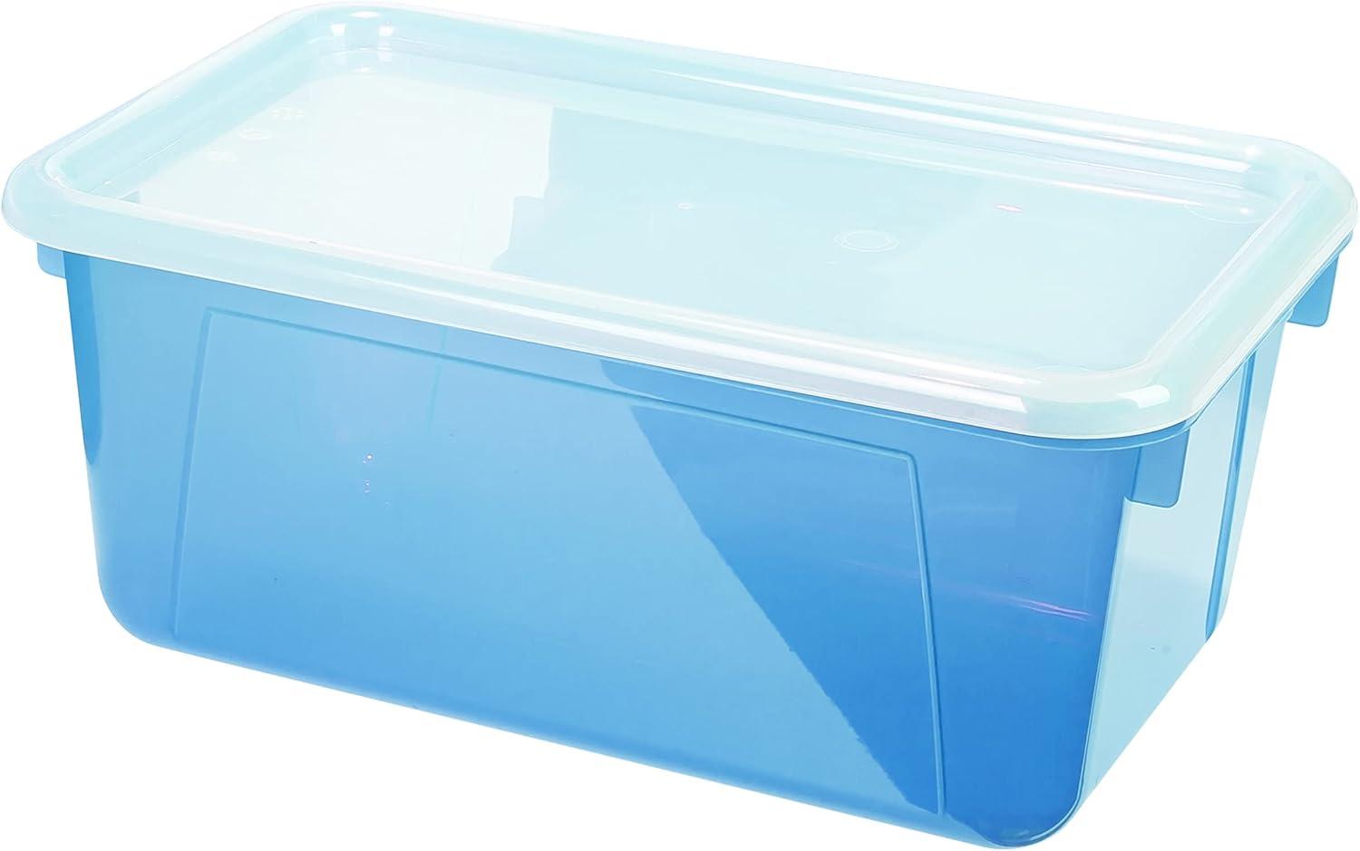 imageStorex Small Cubby Bins Plastic Storage Containers for Classroom with NonSnap Lid 122 x 78 x 51 inches Red 62407U05C Pack of 5Tint Teal
