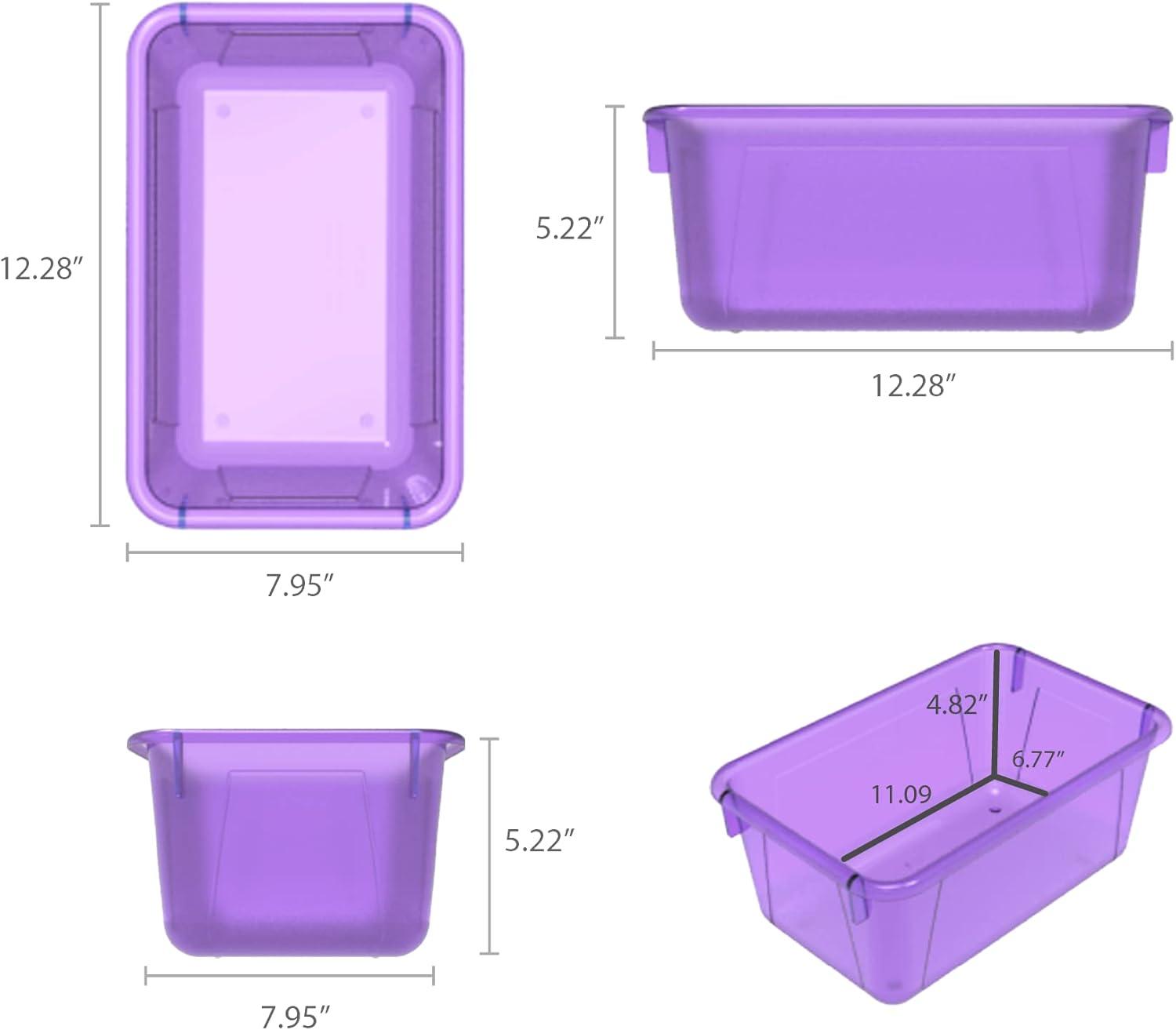 imageStorex Small Cubby Bins Plastic Storage Containers for Classroom with NonSnap Lid 122 x 78 x 51 inches Red 62407U05C Pack of 5Tint Violet